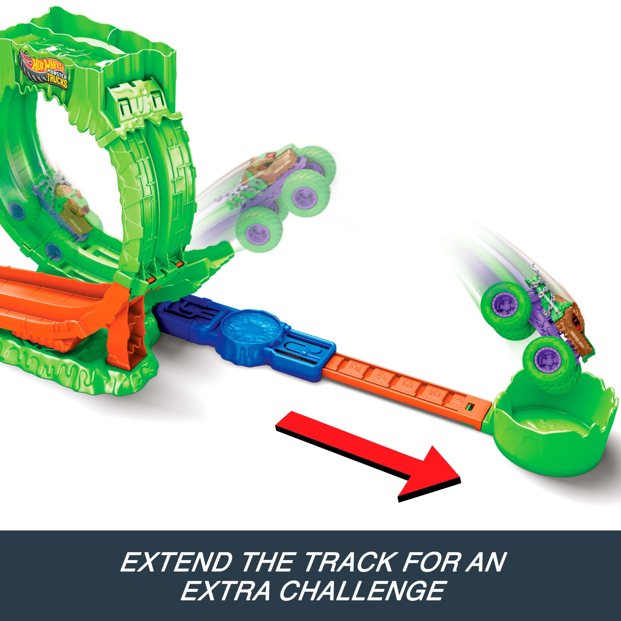 Hot Wheels Monster Trucks Mutant Chaos. Loop Challenge Playset With Wreckin' Wolf Toy Truck & Slime - Image 5