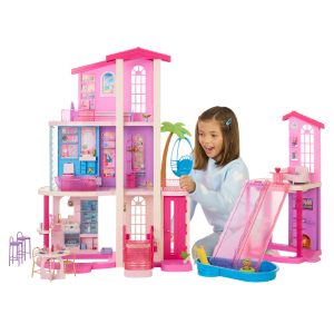 Barbie DreamHouse Dollhouse 2026. 2 Pools. 2 Slides. 2 Houses. Elevator With 3 Levels & 65+ Pieces Including Furniture & Accessories