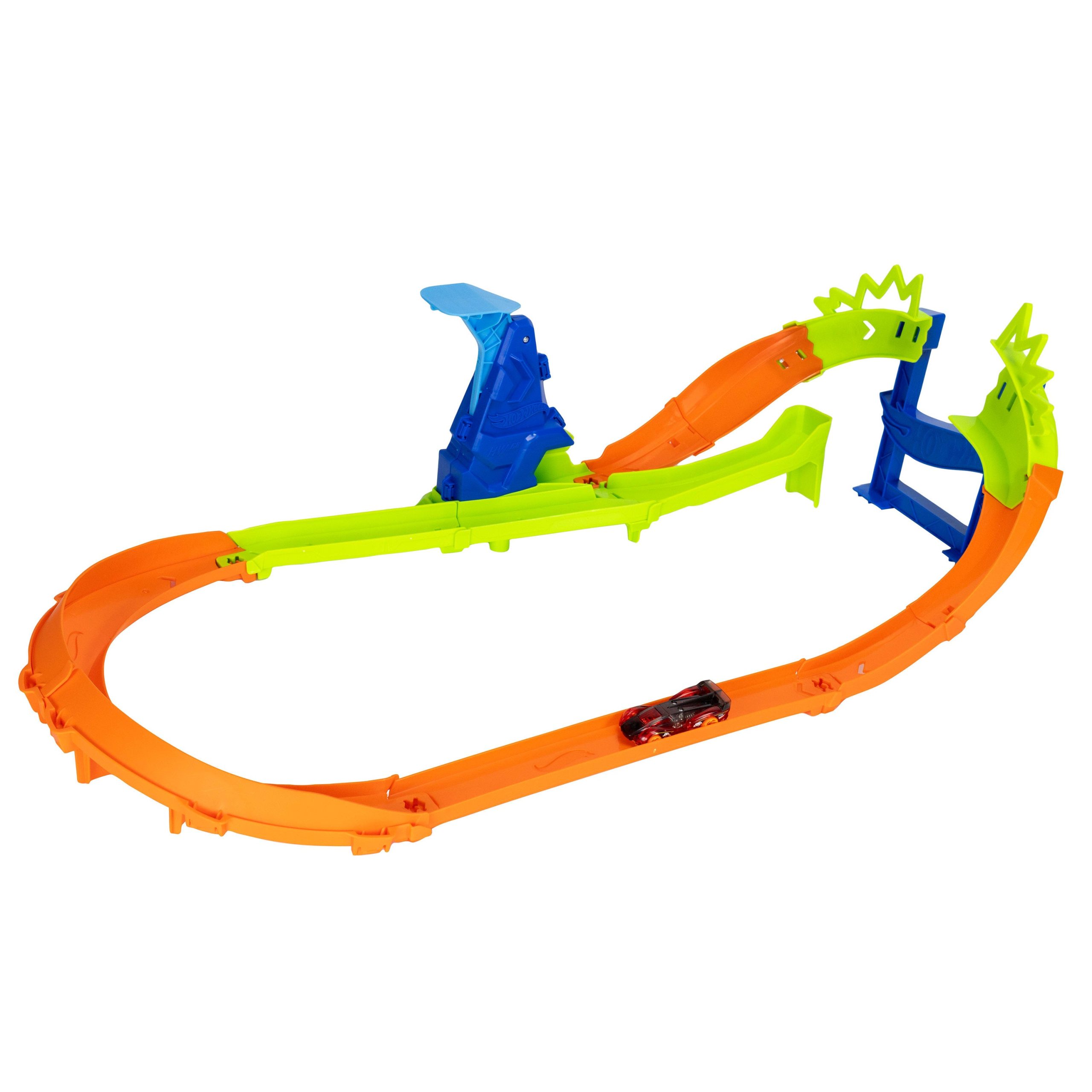 Hot Wheels Stunt Tracks Jump Circuit Speedway With 1:64 Scale Die-Cast Toy Car. 180-Degree Curve - Image 3
