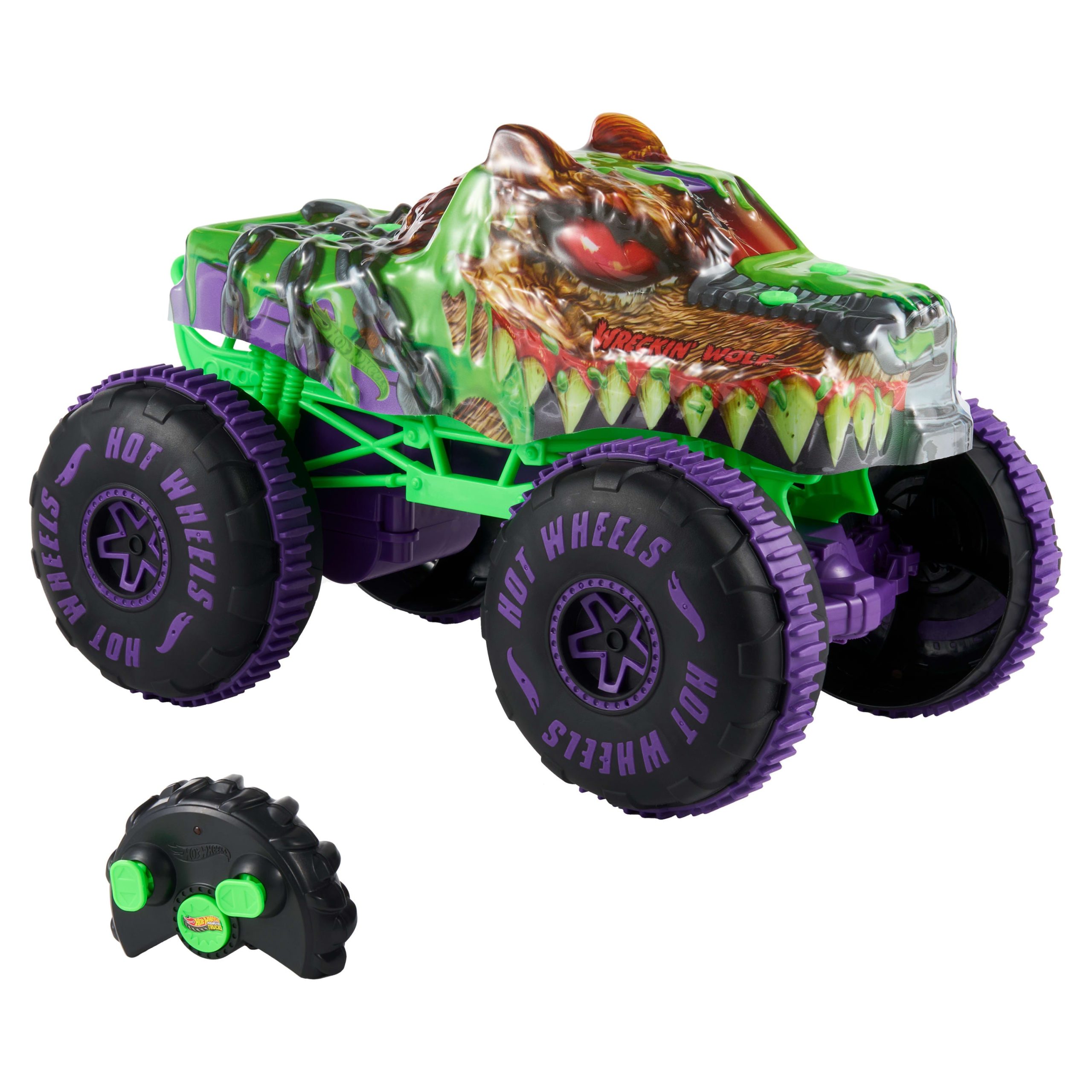 Hot Wheels Monster Trucks Mutant Chaos Wreckin' Wolf RC. Battery-Powered Remote-Control Toy - Image 2