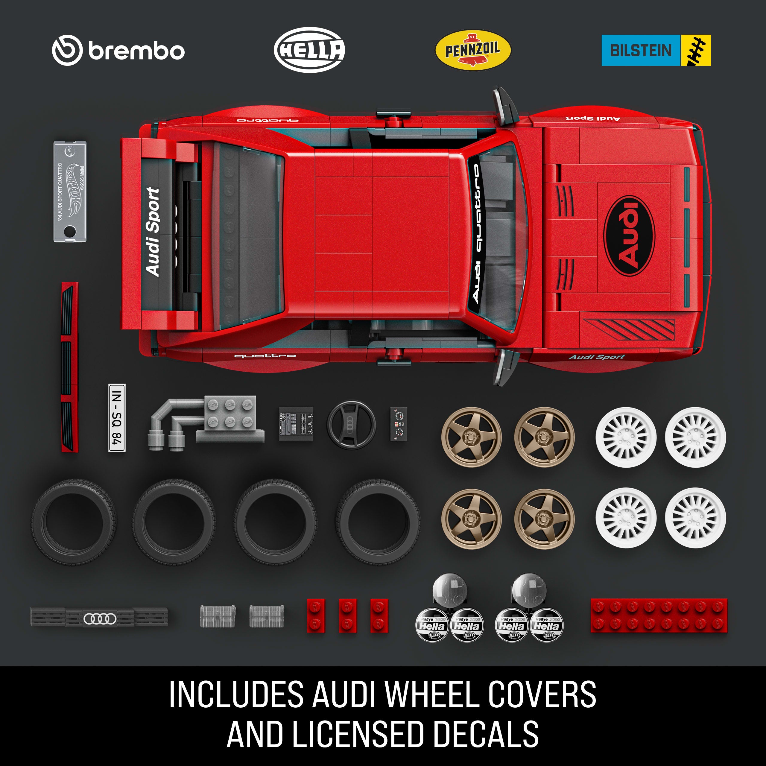 Mattel Brick Shop Hot Wheels '84 Audi Sport Quattro Building Toy Kit (864 Pieces). For Collectors - Image 4