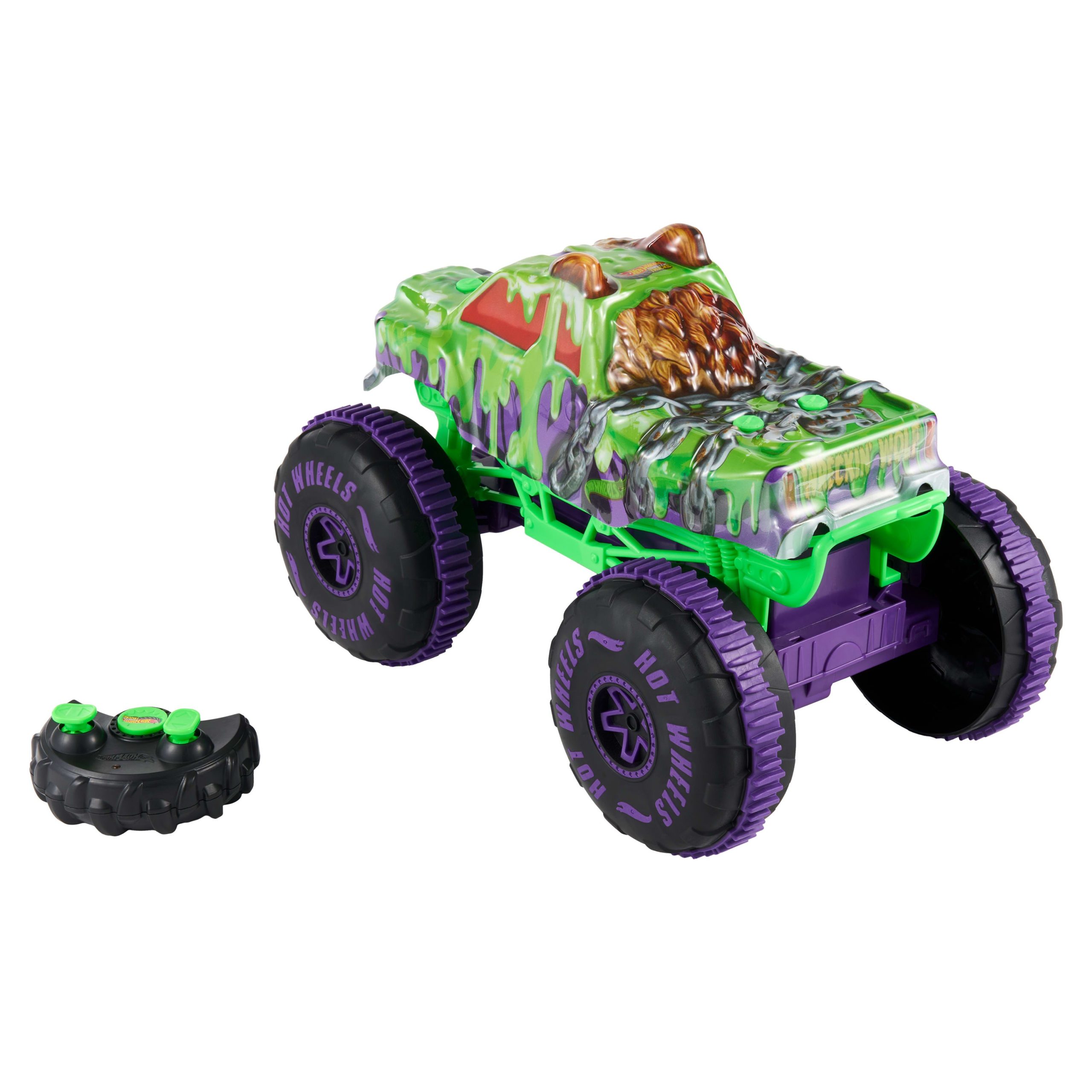 Hot Wheels Monster Trucks Mutant Chaos Wreckin' Wolf RC. Battery-Powered Remote-Control Toy - Image 5