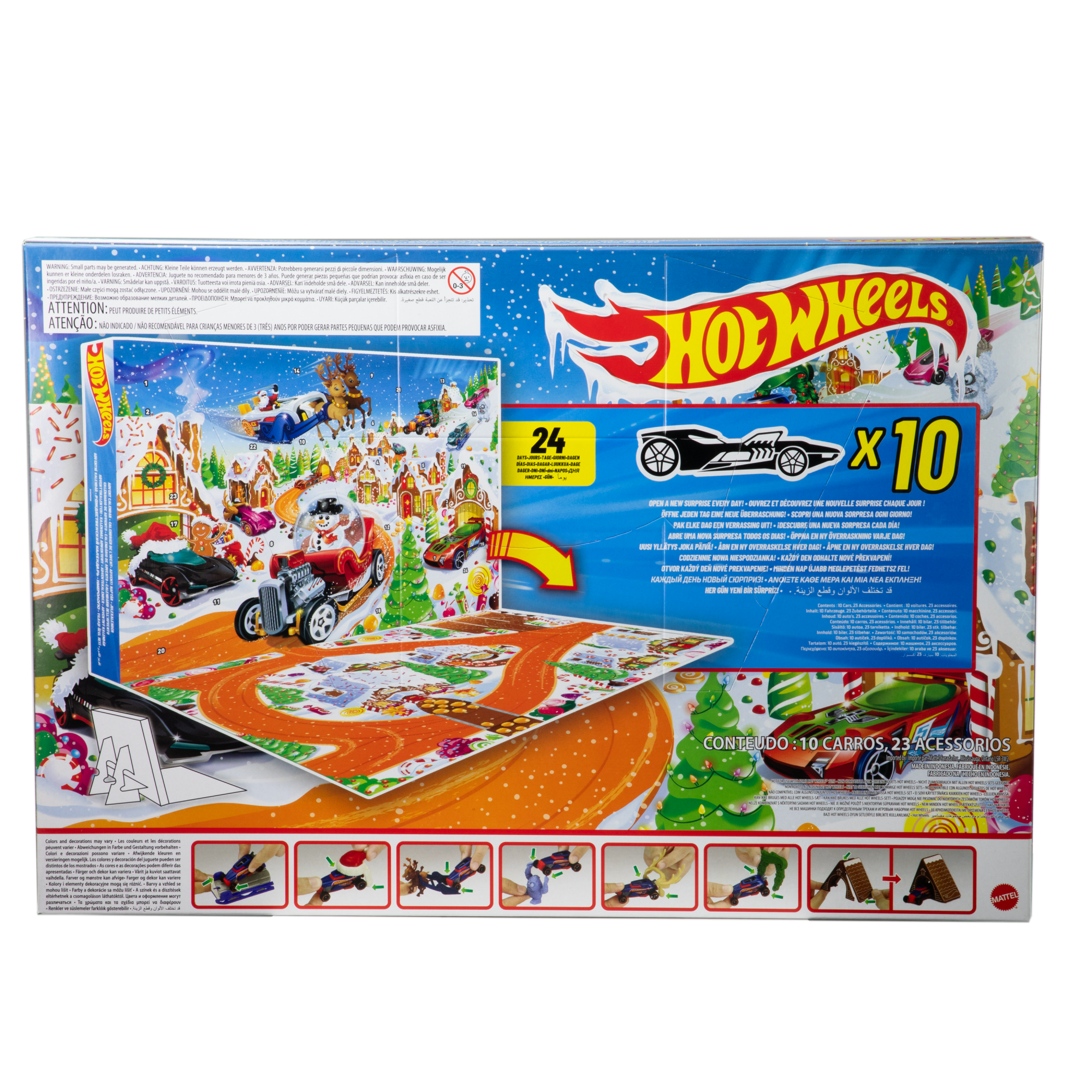 Hot Wheels 2025 Advent Calendar With 10 Toy Vehicles in 1:64 Scale & 24 Accessories - Image 4