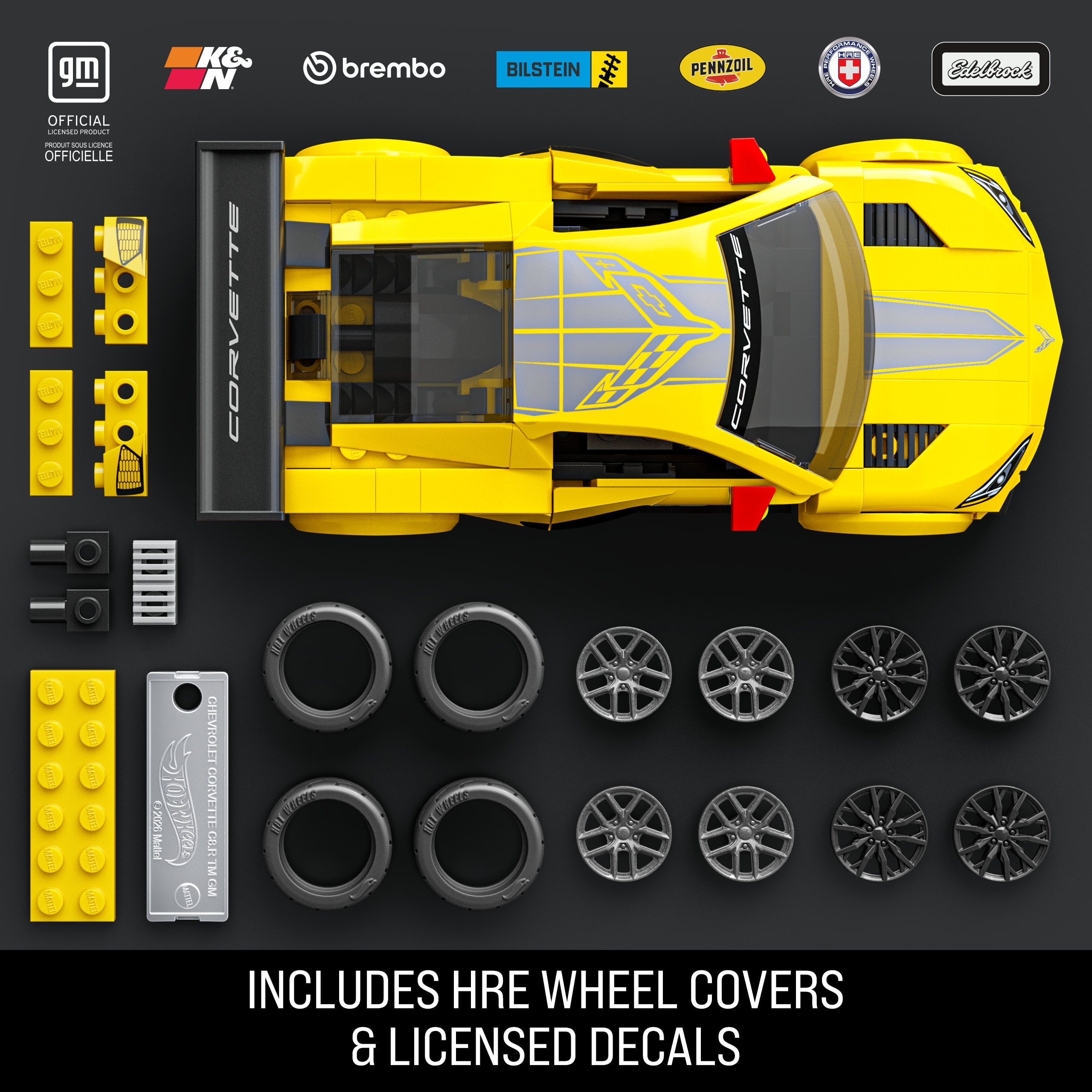 Mattel Brick Shop Hot Wheels '20 Corvette C8.R Building Toy Kit (261 Pieces). For Collectors - Image 4