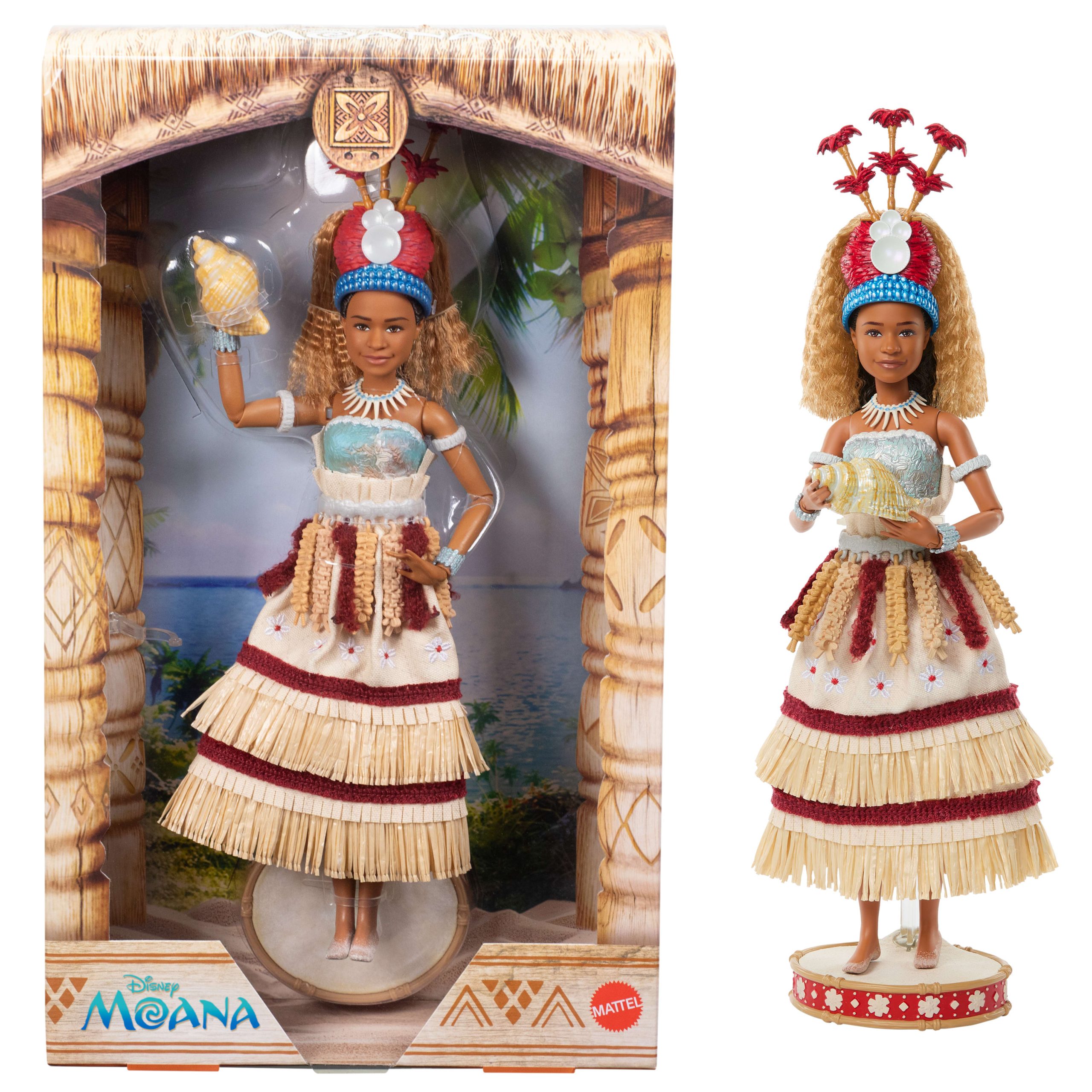 Mattel Disney Collector Moana Collectible Fashion Doll in Live Action Ceremonial Look With Shell Accessory