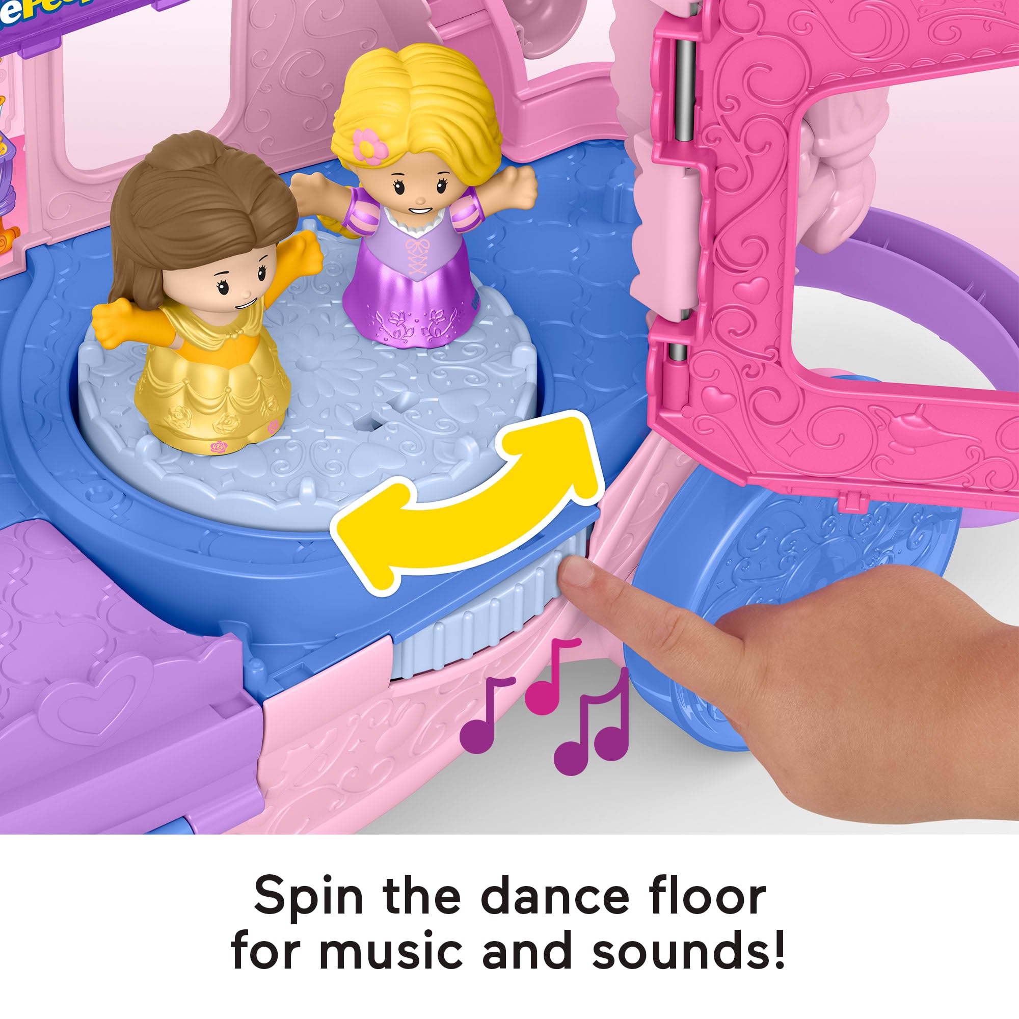 Fisher-Price Little People Disney Princess Pull-Along Musical Carriage Toddler Toy With 2 Figures - Image 4