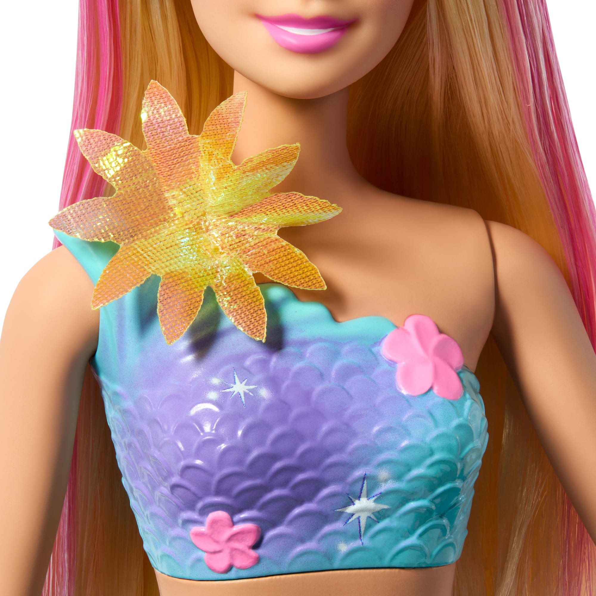 Barbie Fantasia Boneca Sereia com Transformação de Flor Cabelo Rosa - Image 5