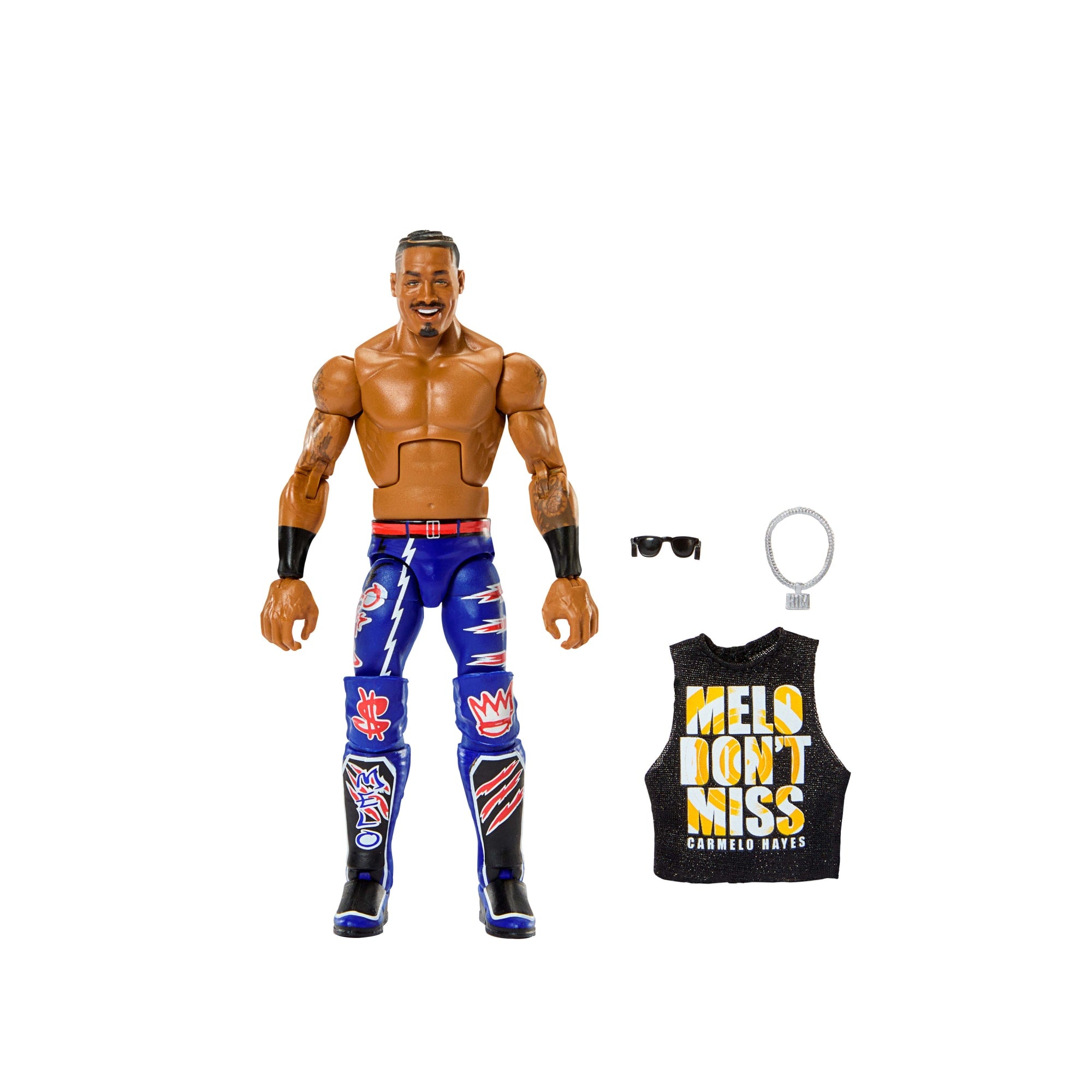 WWE Elite Carmelo Hayes Action Figure Series #121. 6-Inch Collectible With Accessories