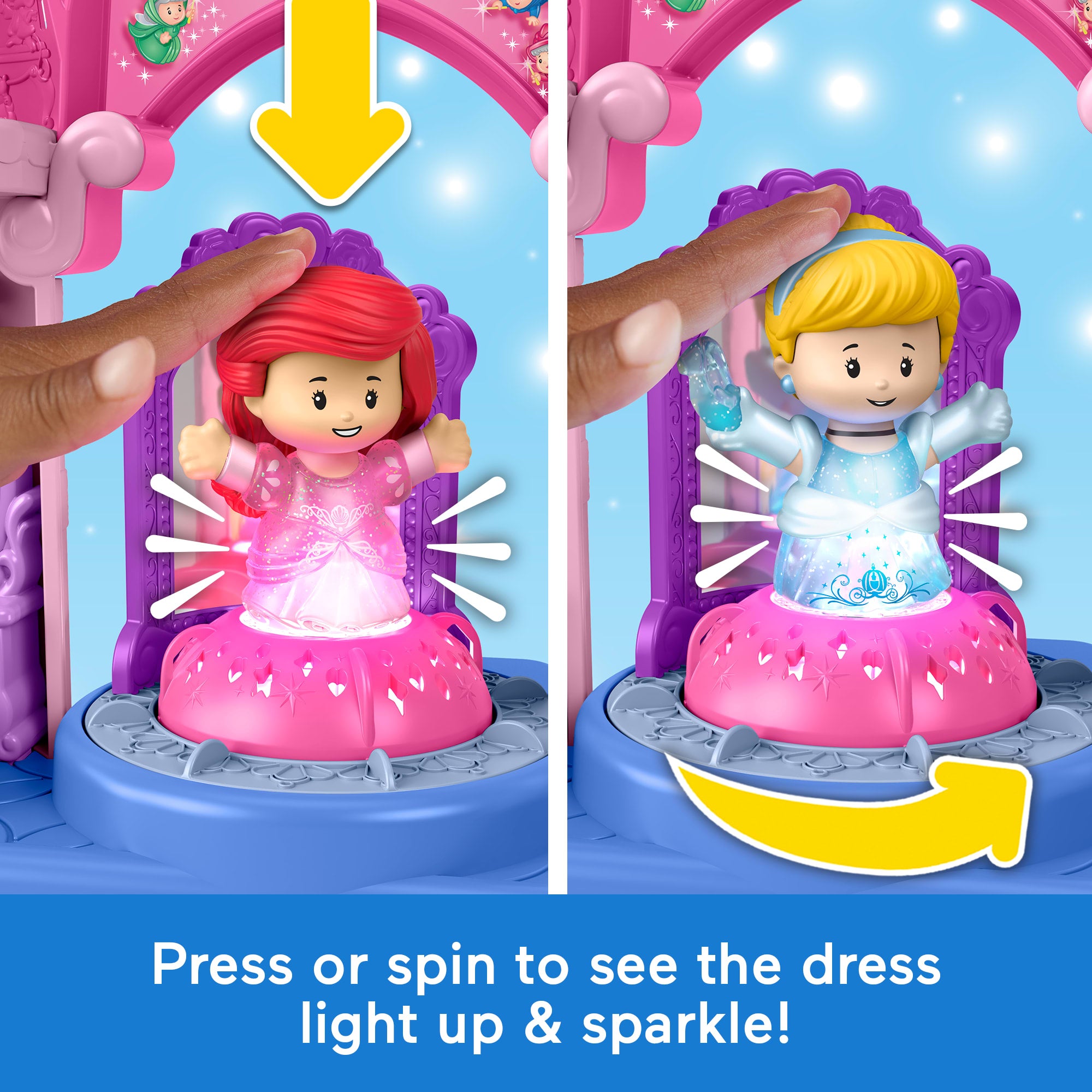 Fisher-Price Little People Disney Princess Shimmer & Glow Dress Shop Toddler Playset & 2 Figures - Image 3