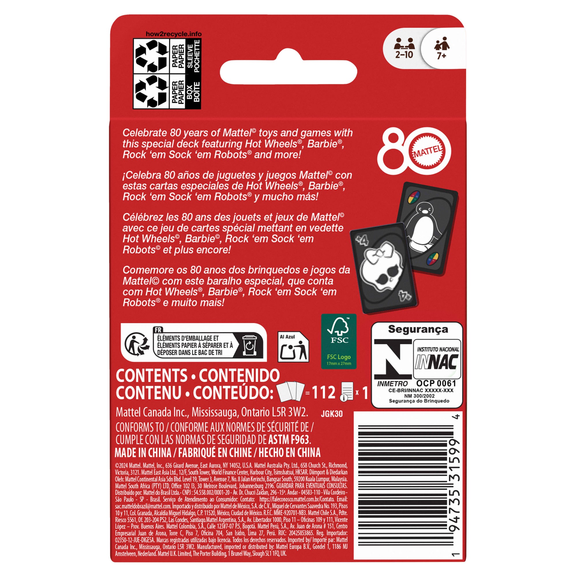 Uno® Jeu de Cartes Rouge Rubis 80Ans Mattel - Image 6