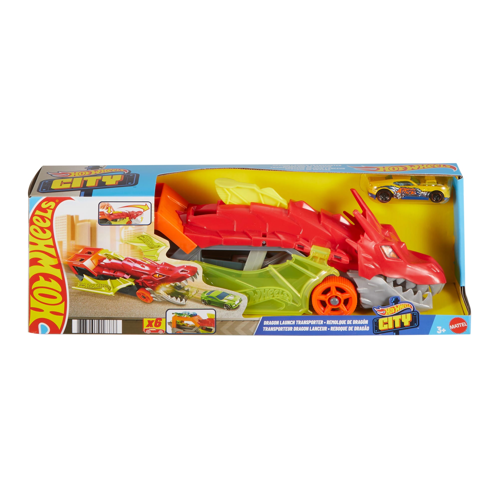 Hot Wheels City Dragon Launch Transporter. Spits Cars From Its Mouth. Gift For Kids 3 Years & Up