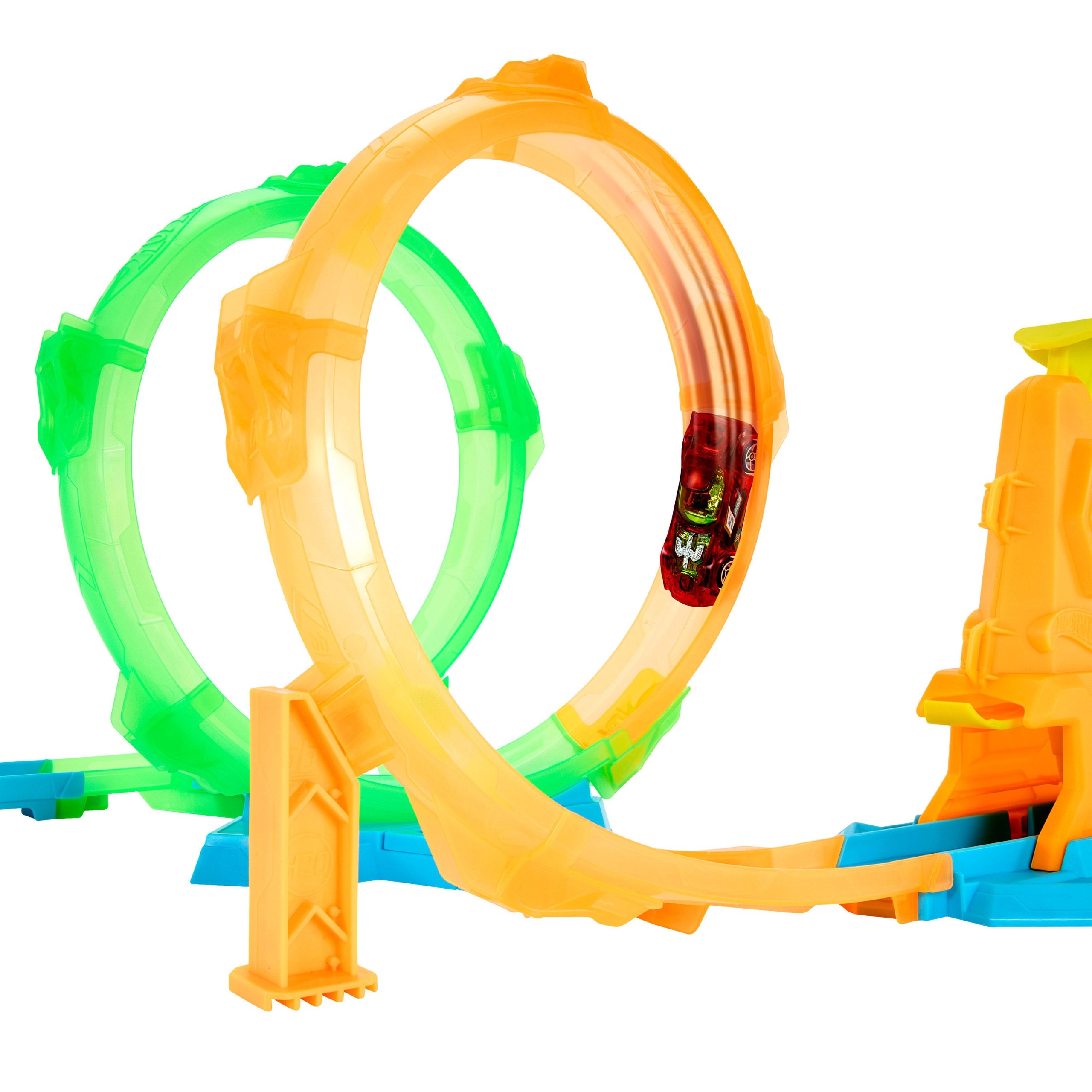 Hot Wheels Neon Speeders Double Loop Dash Track Set With 1:64 Scale Toy Car - Image 3