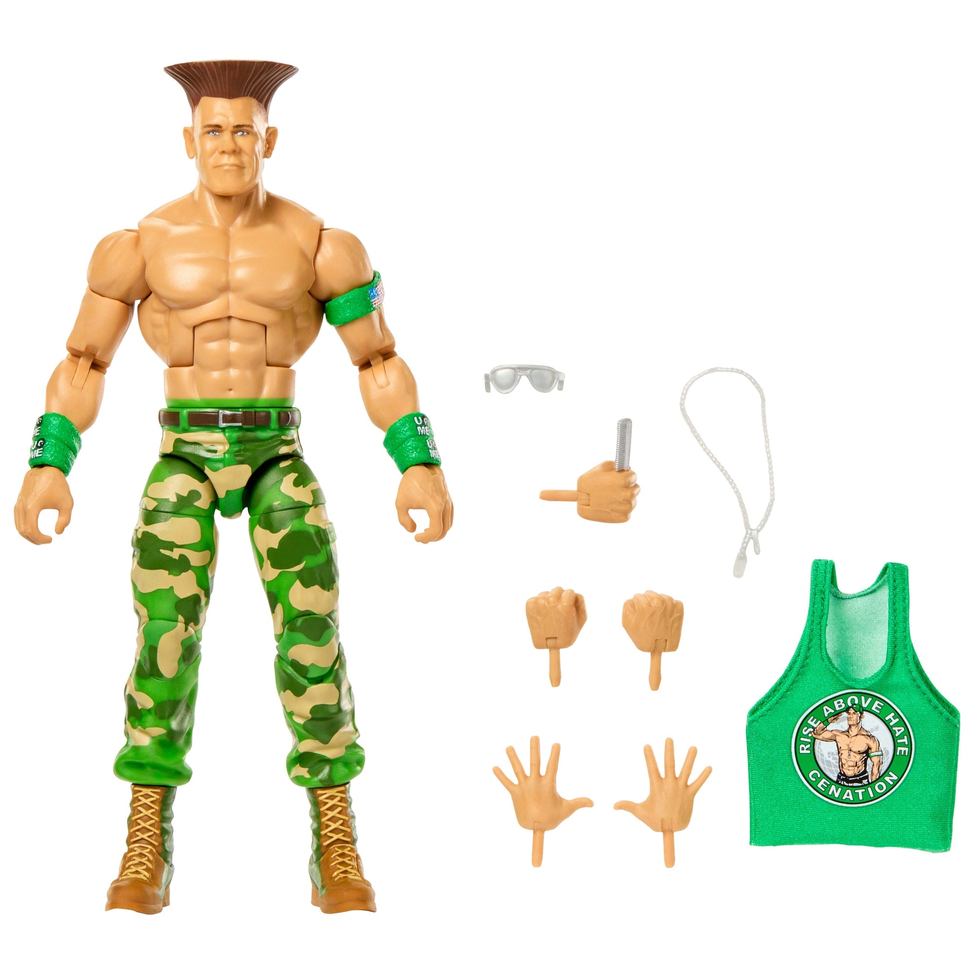 WWE X Street Fighter John Cena Action Figure & Accessories. 6-Inch Collectible Guile Mashup Set