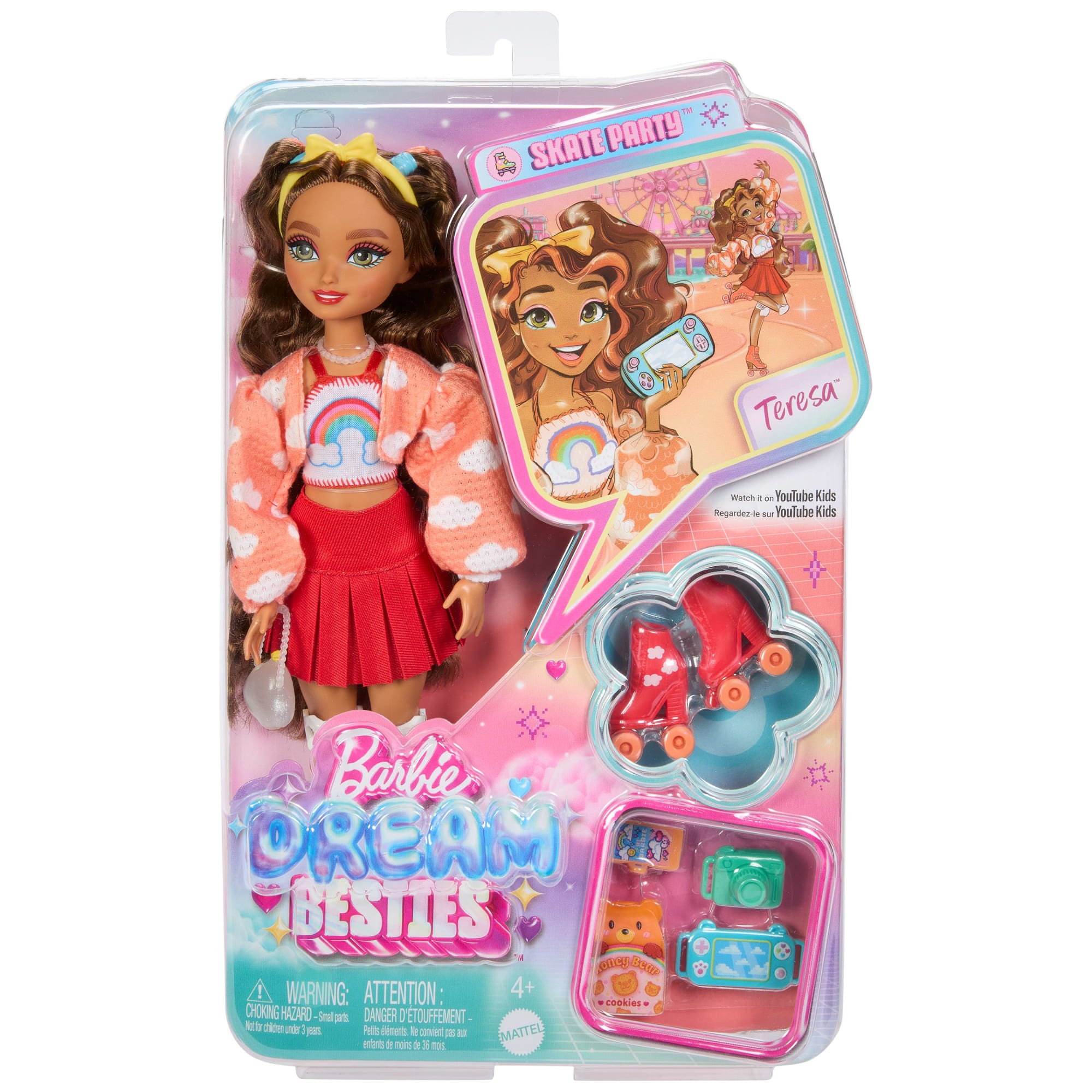 Dream Besties Barbie Teresa Roller Skating Fashion Doll With 9 Video Game Themed Accessories - Image 6