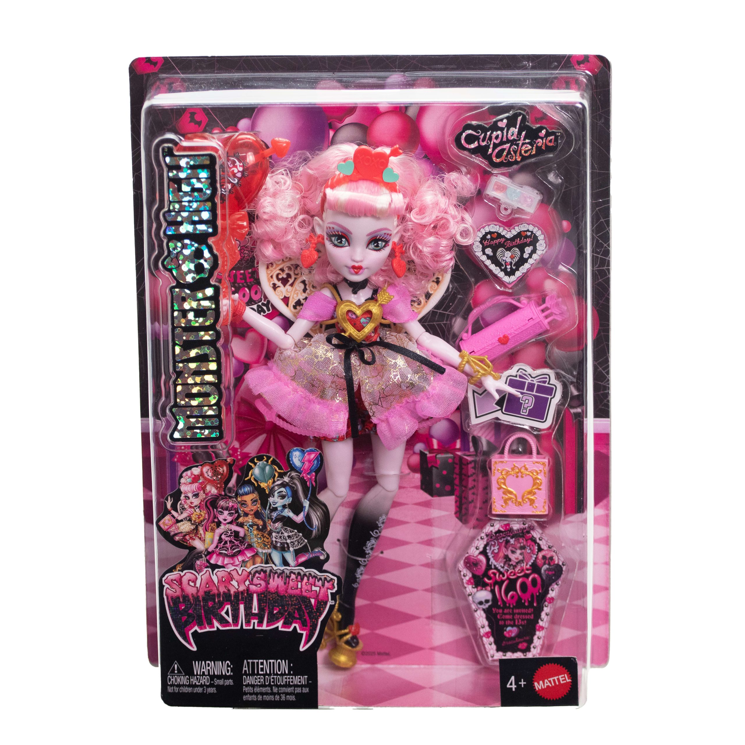 Monster High Scary Sweet Birthday Cupid Asteria Doll in Party Dress With Balloon & Gift - Image 6