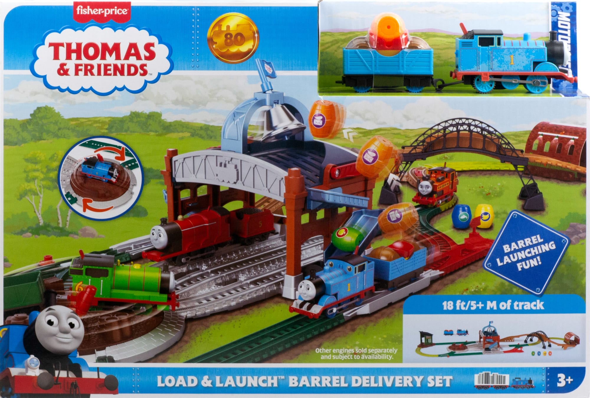 Thomas & Friends Load & Launch Barrel Delivery Set By Fisher-Price & Classic Motorized Toy Train - Image 6