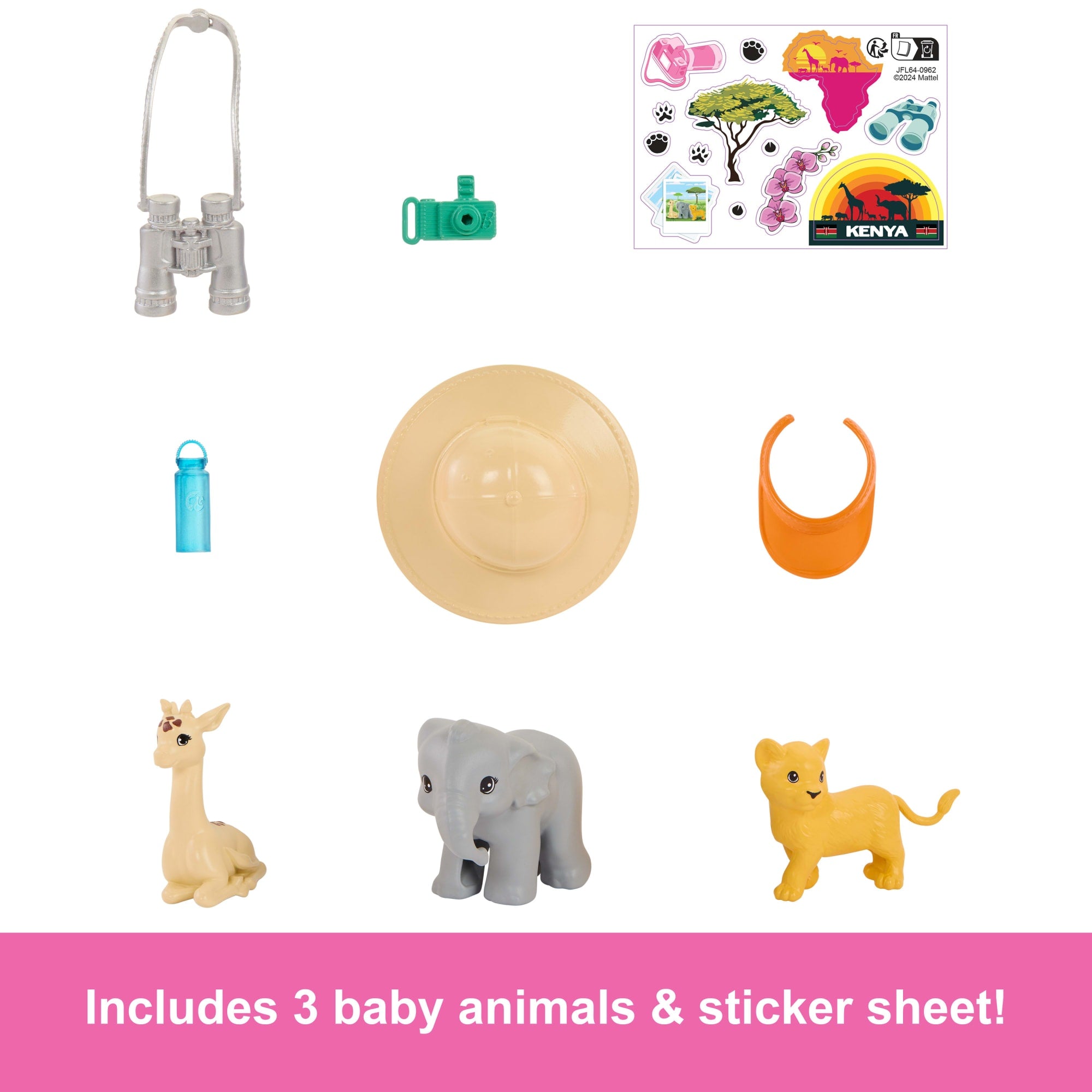 Barbie Pink Passport Kenya Adventure Dolls & Playset With Toy Helicopter & 9 Accessories - Image 3