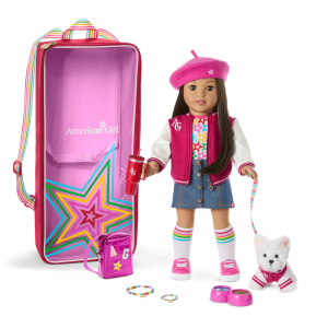 Truly Me™ 18-inch Doll #124. Accessories. Puppy & Doll Carrier