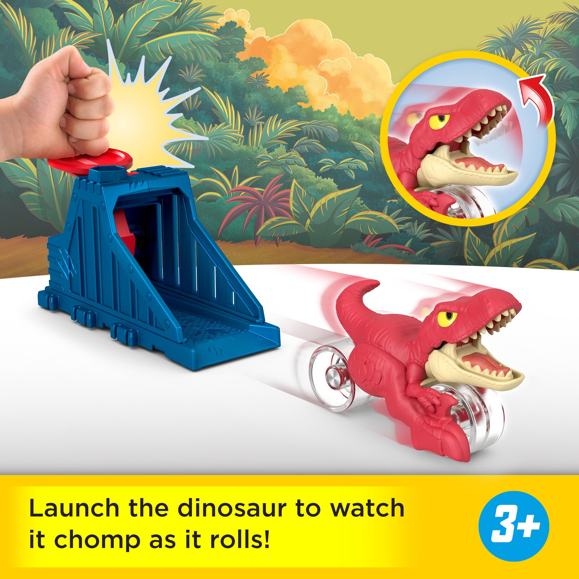 Imaginext Jurassic World Launcher Set With Chomping Toy Raptor & 2 Accessories - Image 2