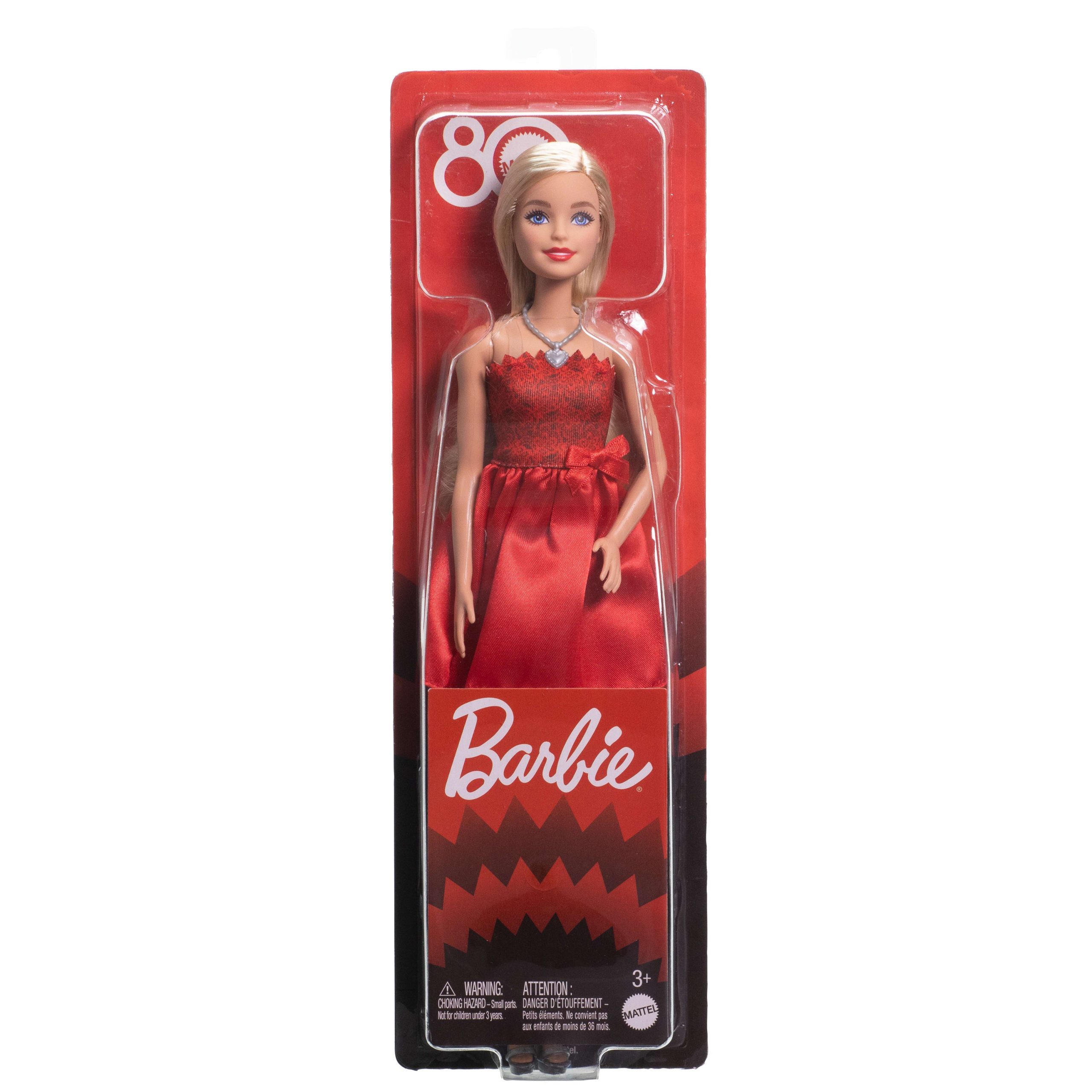 Barbie Mattel 80th Anniversary Ruby-Red Celebration Fashion Doll Wearing Red Dress With Accessories - Image 6