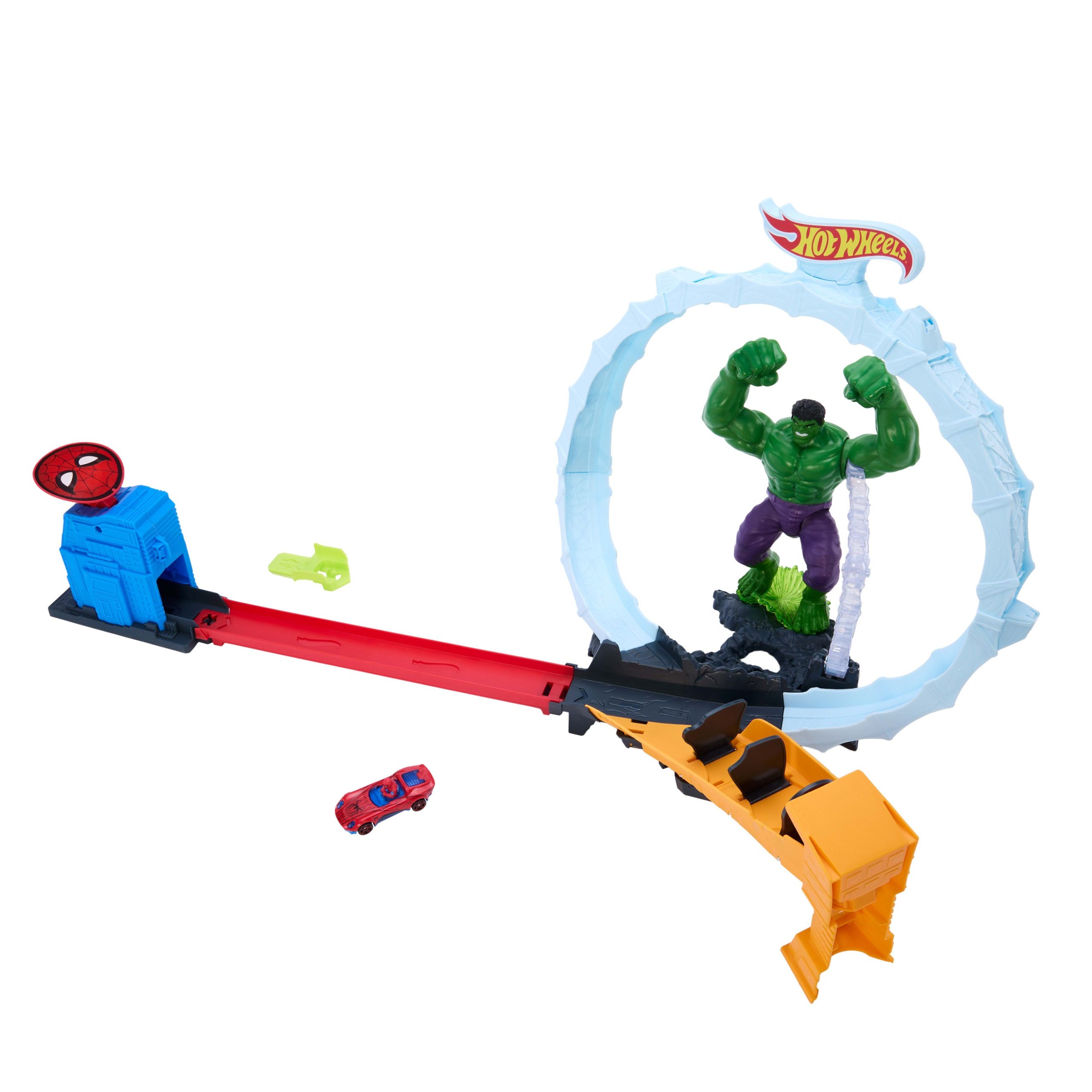 Hot Wheels Superstar Speeders Spider-Man & Hulk Smash Down Track Set With 1 Die-Cast Spider-Man Vehicle - Image 5