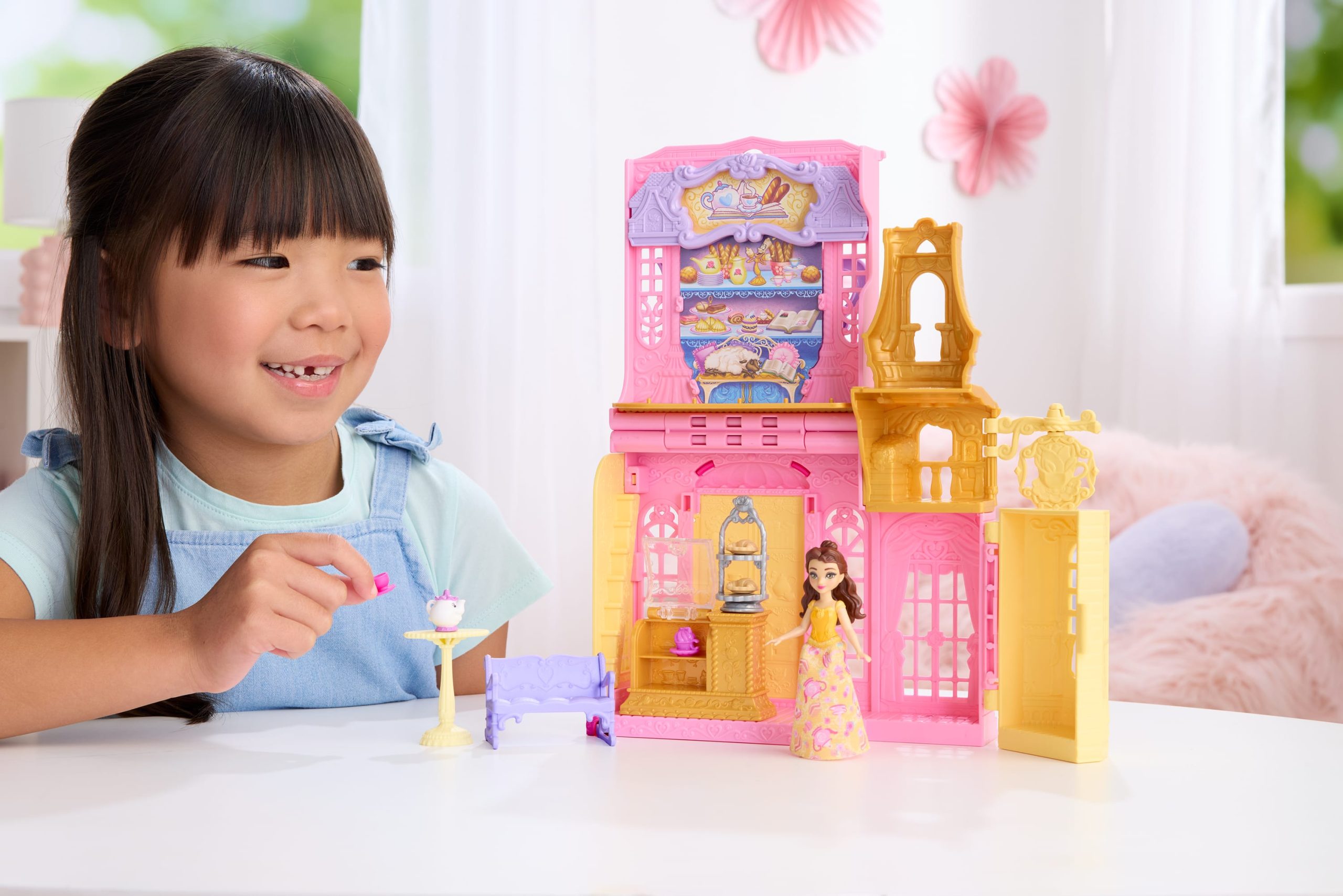 Disney Princess Belle Tea Shop Small Doll Playset With Friend. Furniture & Accessories - Image 2