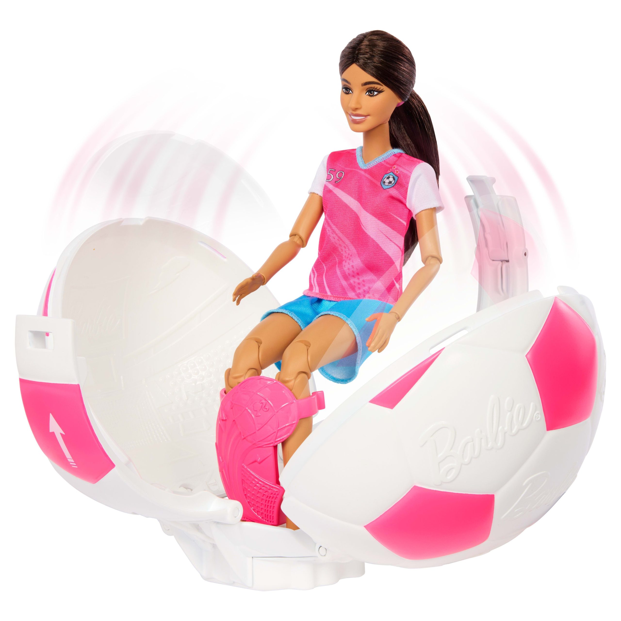 Barbie Team Barbie Roll And Reveal Soccer Player Doll And Accessories With Brunette Fashion Doll. 8 Surprises & Soccer Ball Encasement - Image 4