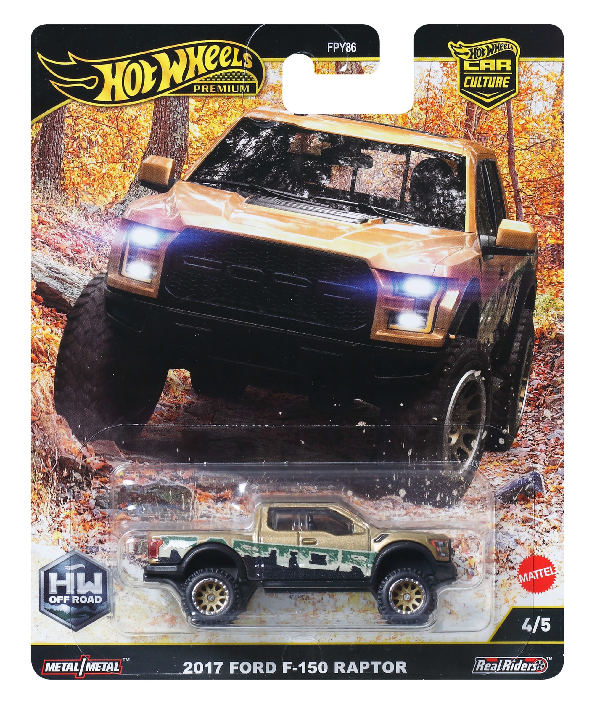 Hot Wheels Premium Car Culture Off Road 1:64 Scale Die-Cast 2017 Ford F-150 Raptor Vehicle - Image 6