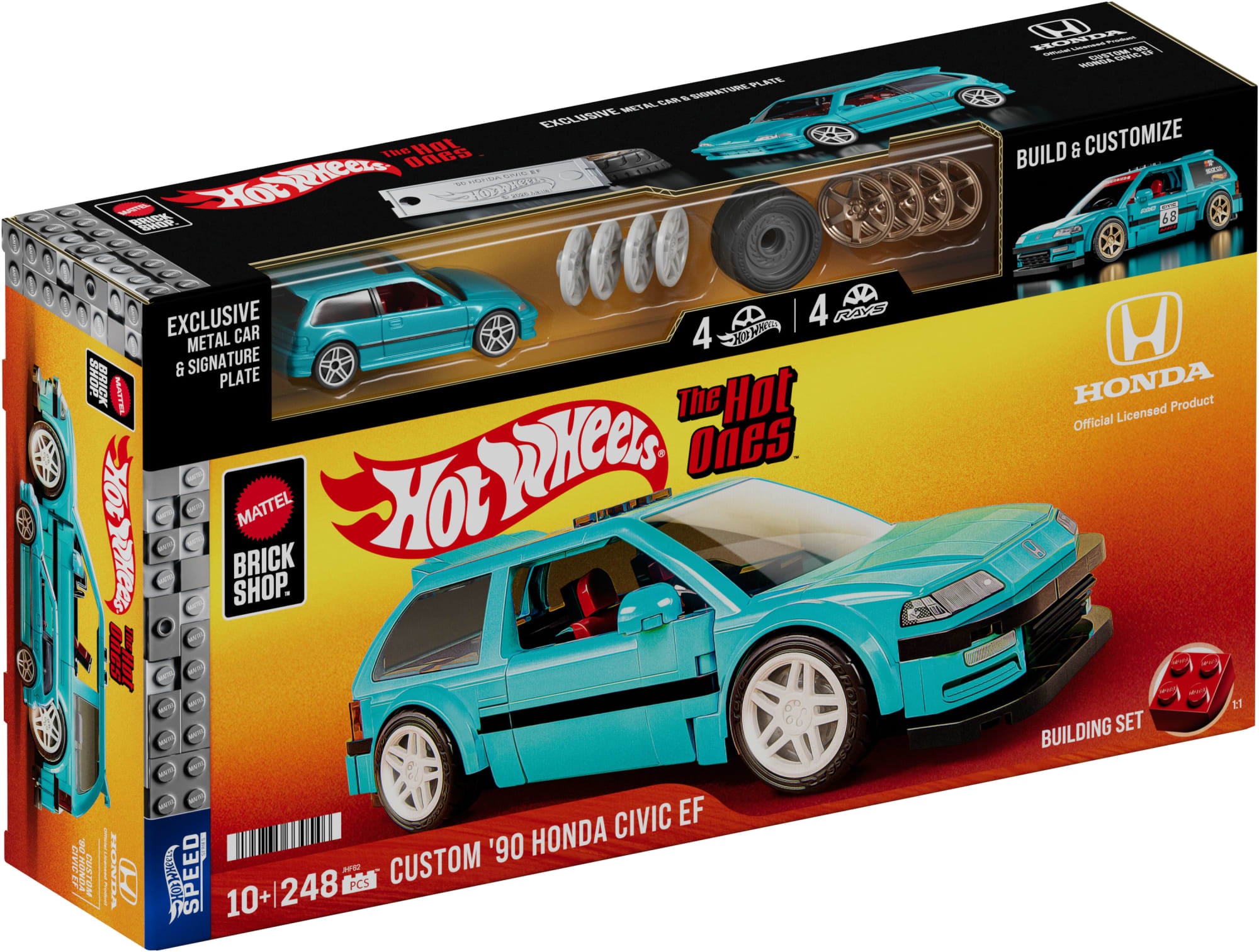 Mattel Brick Shop Hot Wheels Custom '90 Honda Civic EF Building Set - Image 7