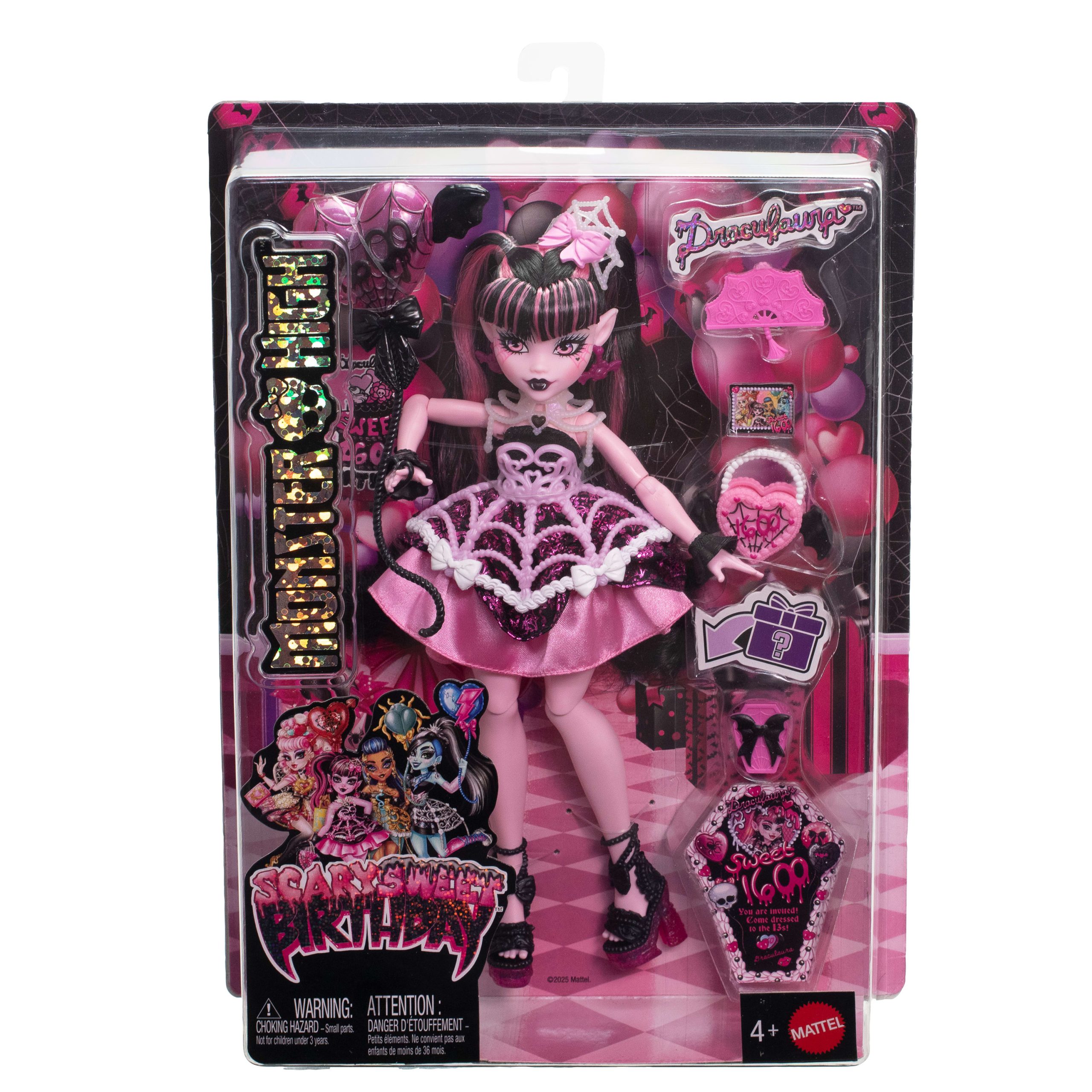 Monster High Scary Sweet Birthday Draculaura Doll in Party Dress With Balloon & Gift - Image 6