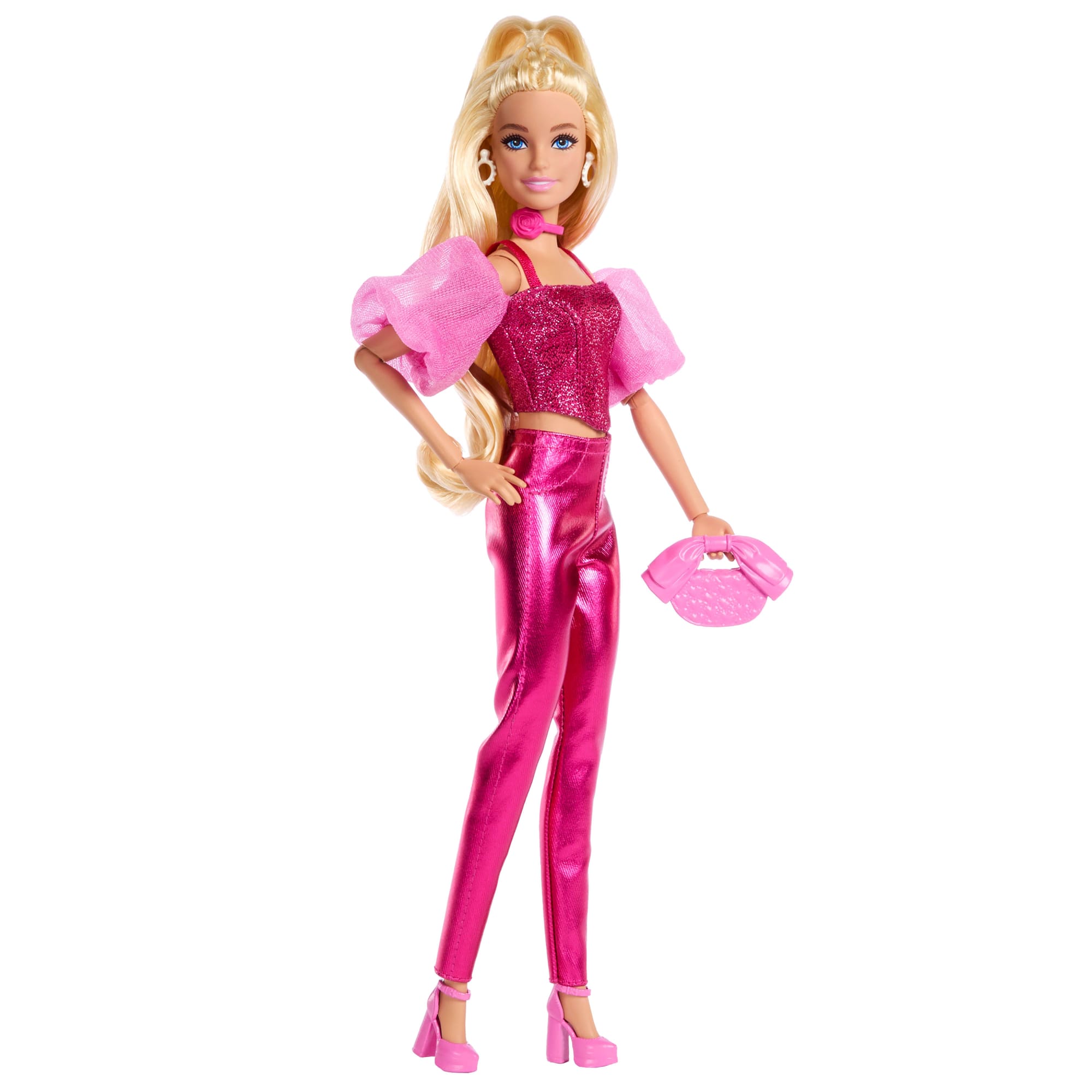 Barbie Deluxe Style Fashion Doll #5 in Metallic Pink Outfit With Corset Top And Accessories. Blonde - Image 5