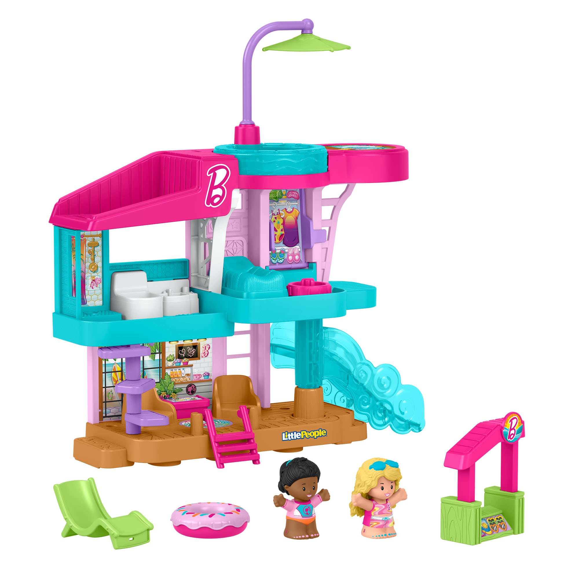 Fisher-Price Little People Barbie Beach House Toddler Playset With Figures & Accessories