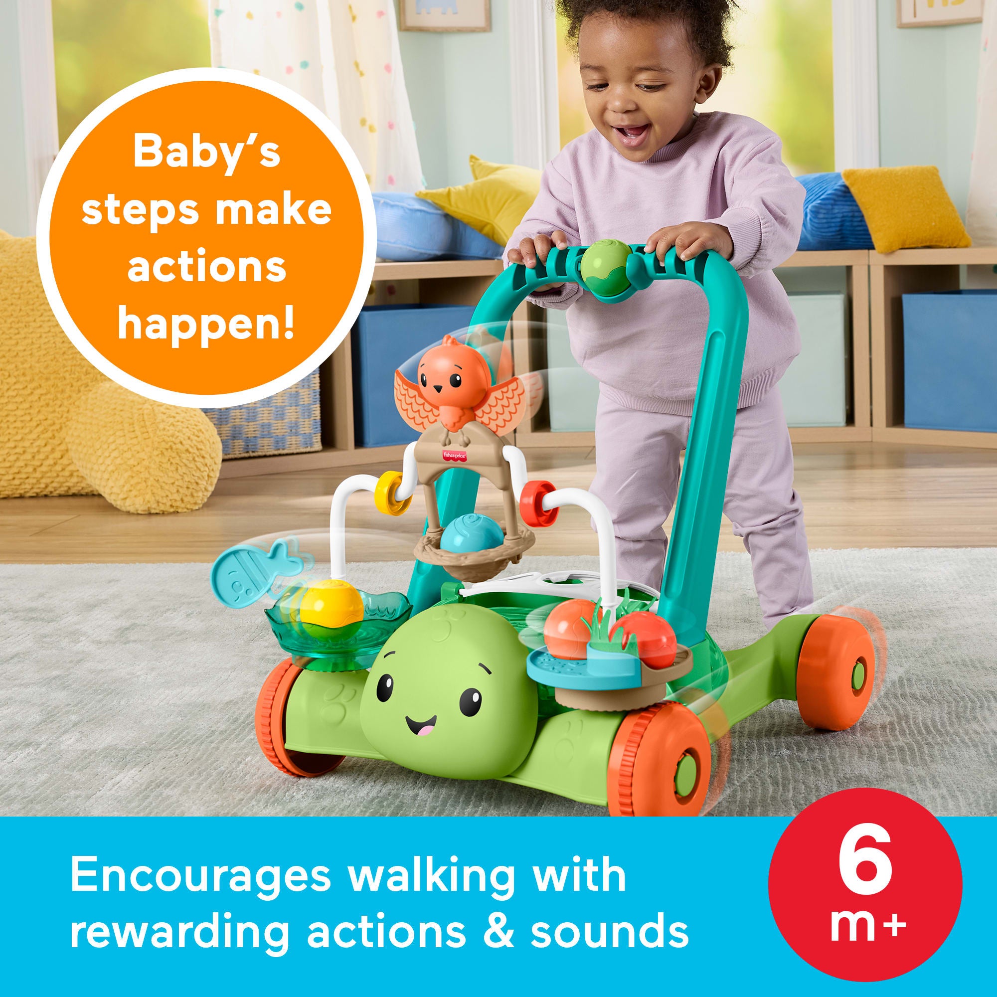 Fisher-Price Moves With You Turtle Walker. Baby & Toddler Activity Push Toy. 5 Balls - Image 2