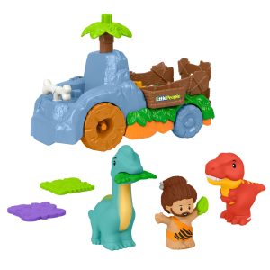 Fisher-Price Little People Dino Wobble Truck. 6-Piece Dinosaur Toy Set For Toddlers