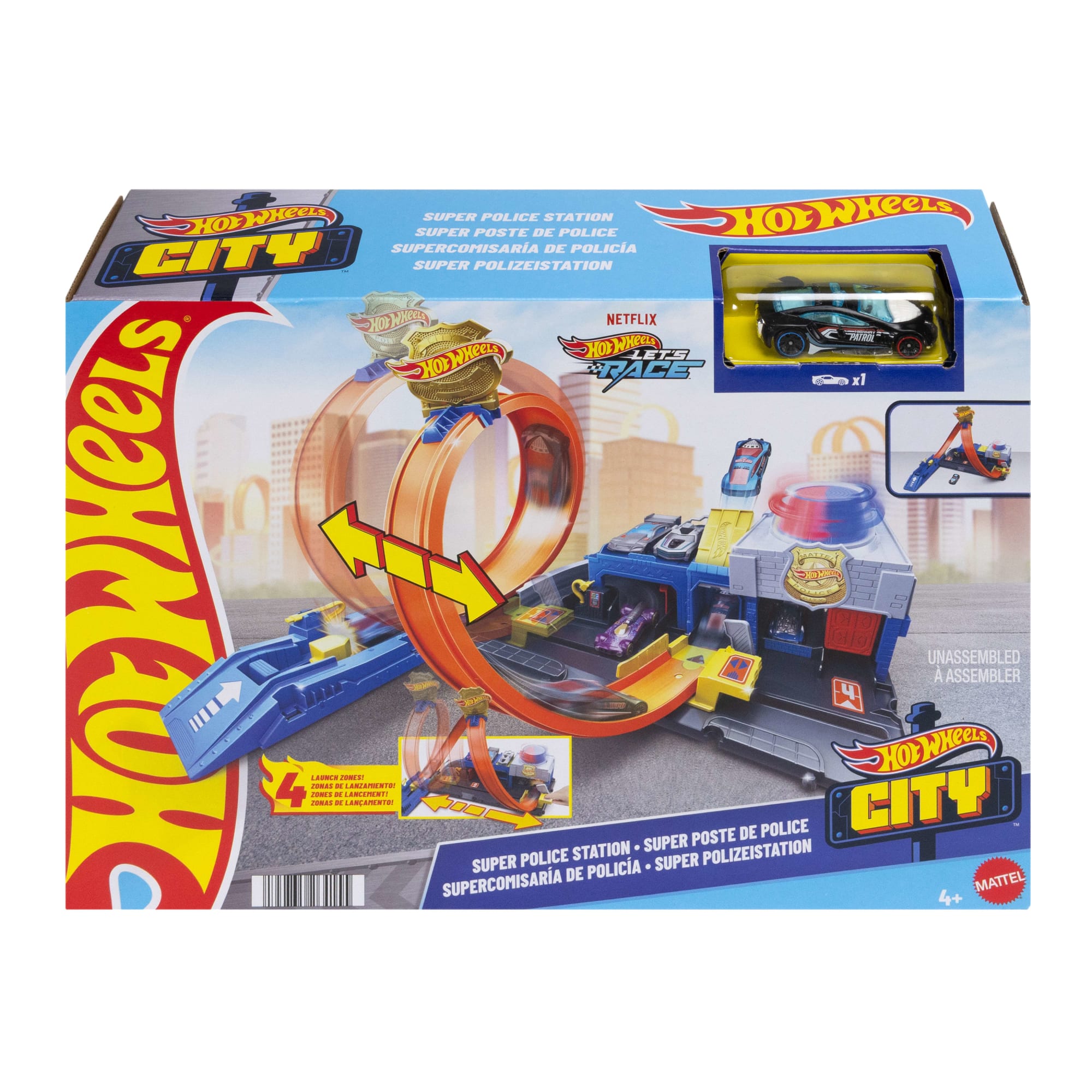 Hot Wheels City Super Police Station Playset With 1:64 Scale Police Toy Car & Adjustable Track Loop - Image 6
