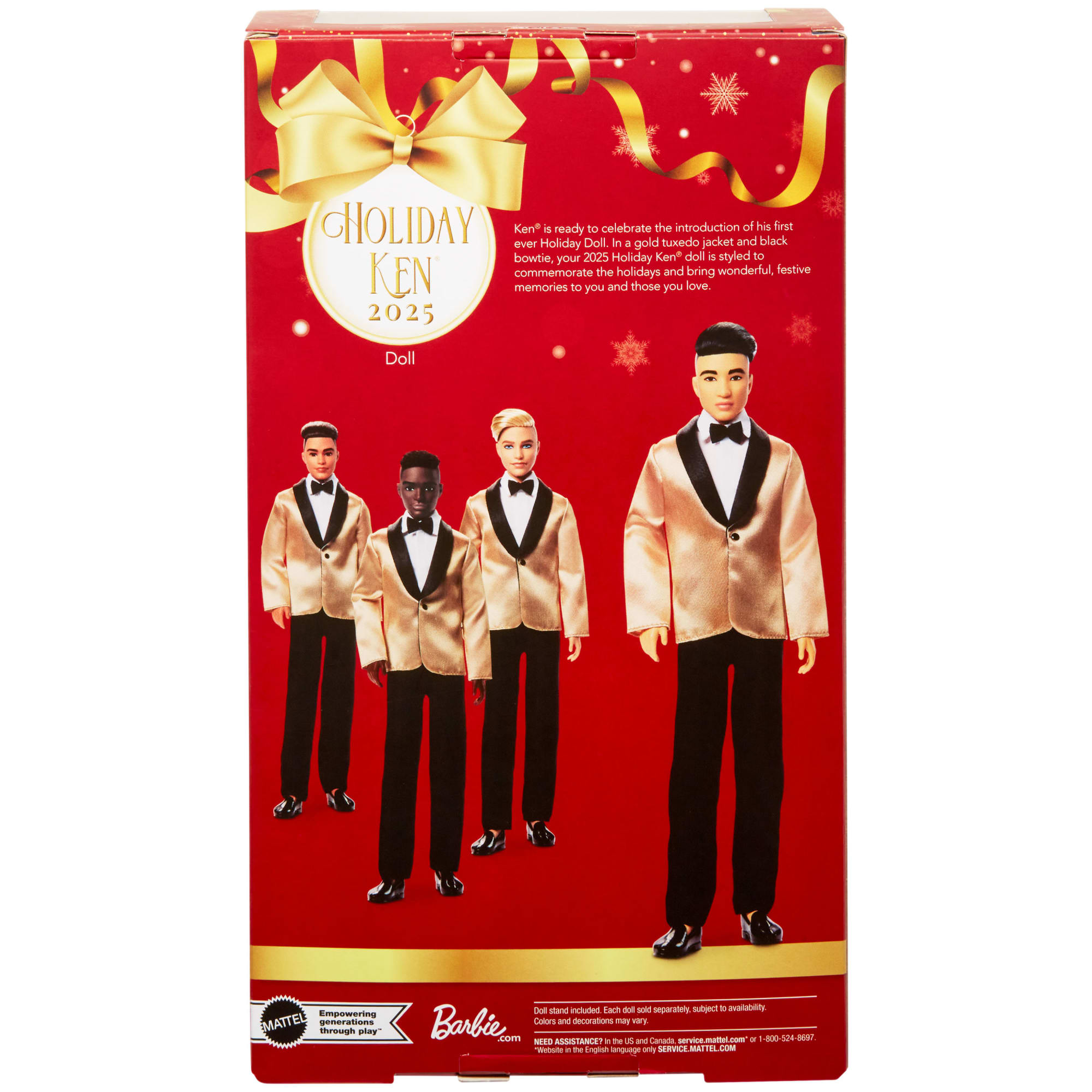 Barbie Signature 2025 Holiday Black Hair Ken Collectible Fashion Doll Wearing Full Suit With Golden Jacket - Image 6