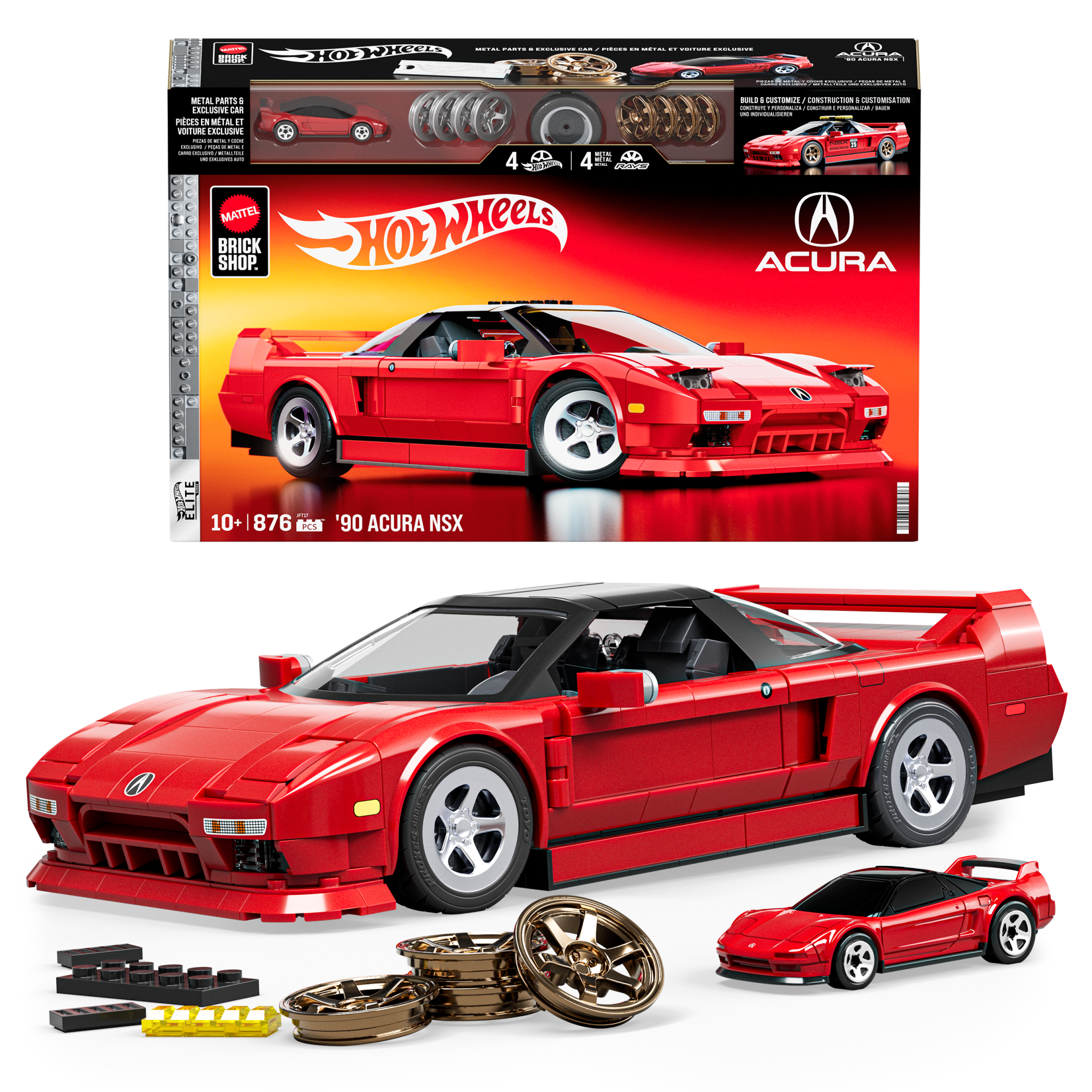 Mattel Brick Shop Hot Wheels '90 Acura NSX Building Toy (876 Pieces). for Collectors