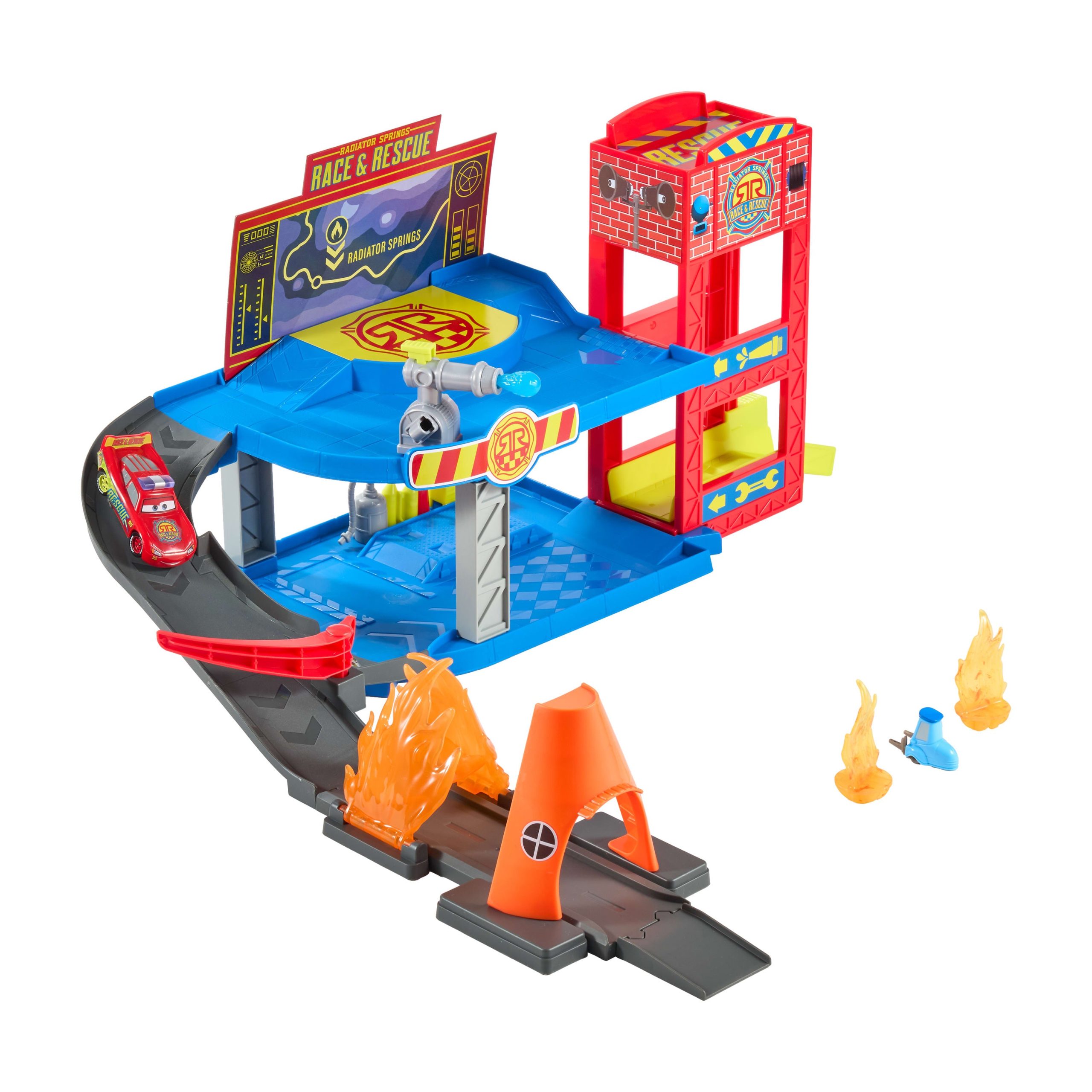 Disney And Pixar Cars Race & Rescue Command Center With Lightning Mcqueen. Guido & 4 Accessories - Image 4