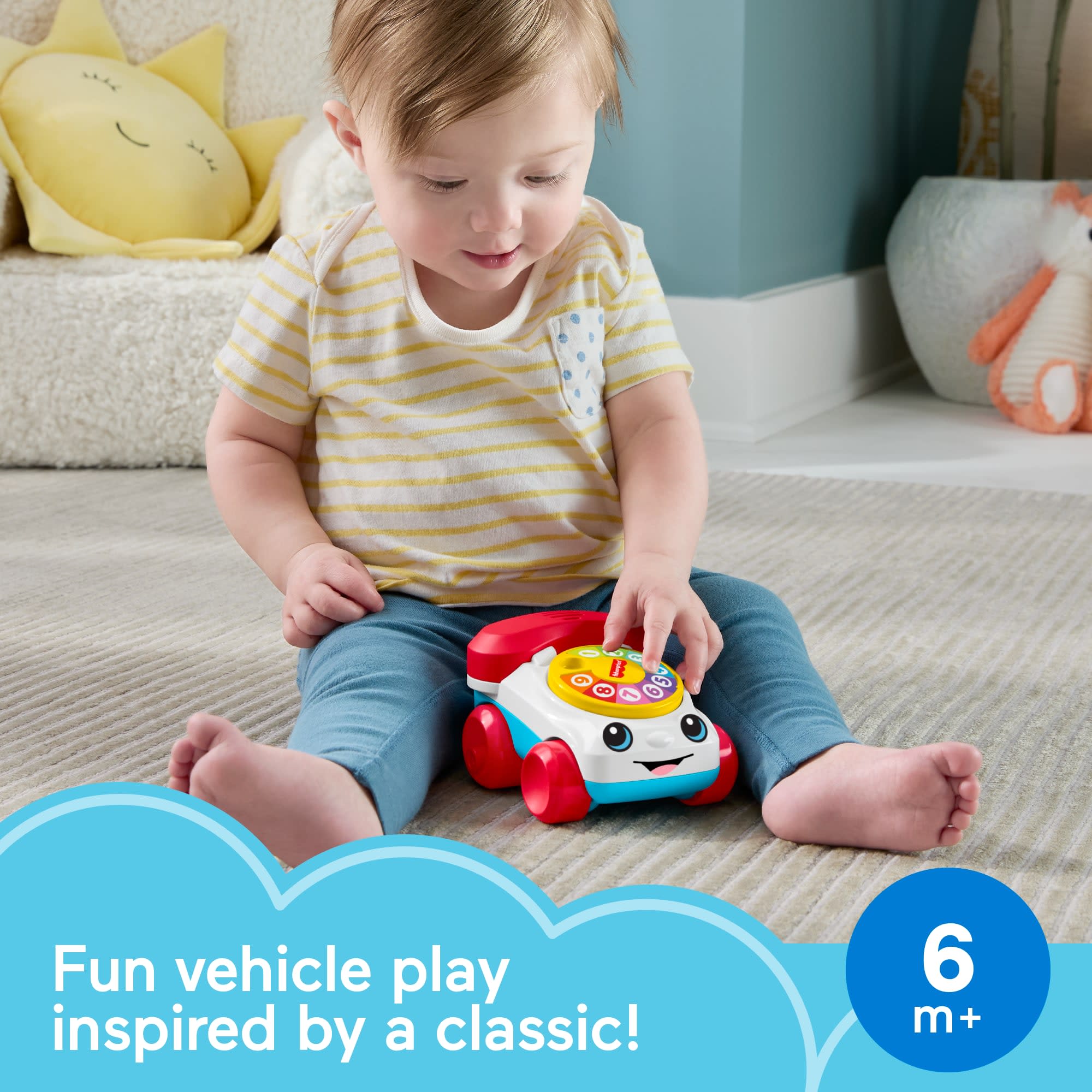 Fisher-Price Chatter Telephone Vehicle Push-Along Toy With Sounds For Baby & Toddler - Image 2