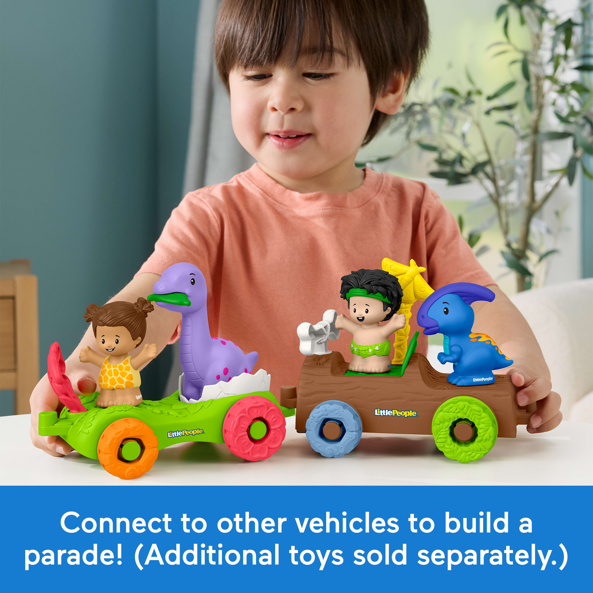 Fisher-Price Little People Dinosaur Parade Egg Car & Figure Set Toddler Toy. 3 Pieces - Image 5