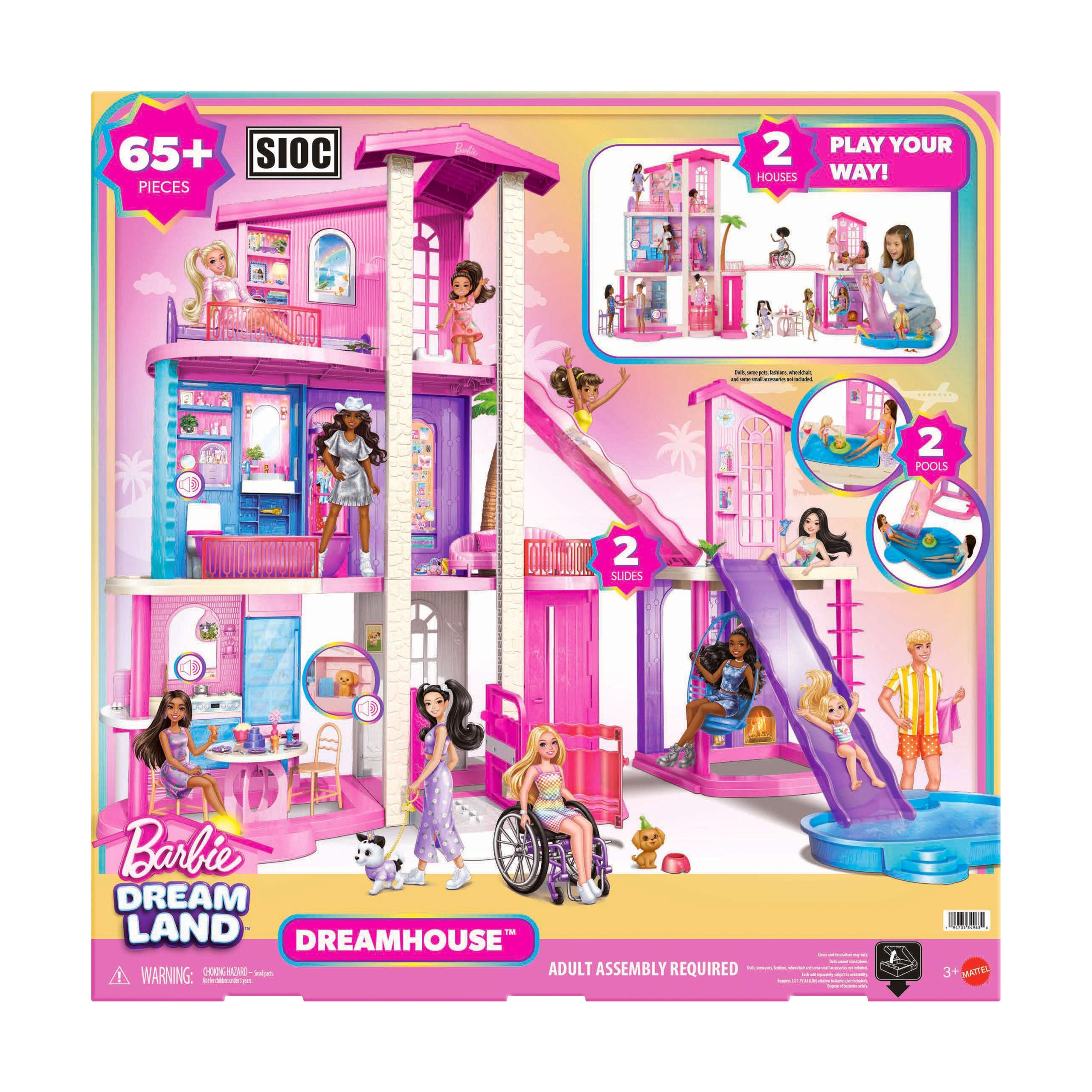 Barbie DreamHouse Dollhouse 2026. 2 Pools. 2 Slides. 2 Houses. Elevator With 3 Levels & 65+ Pieces Including Furniture & Accessories - Image 6