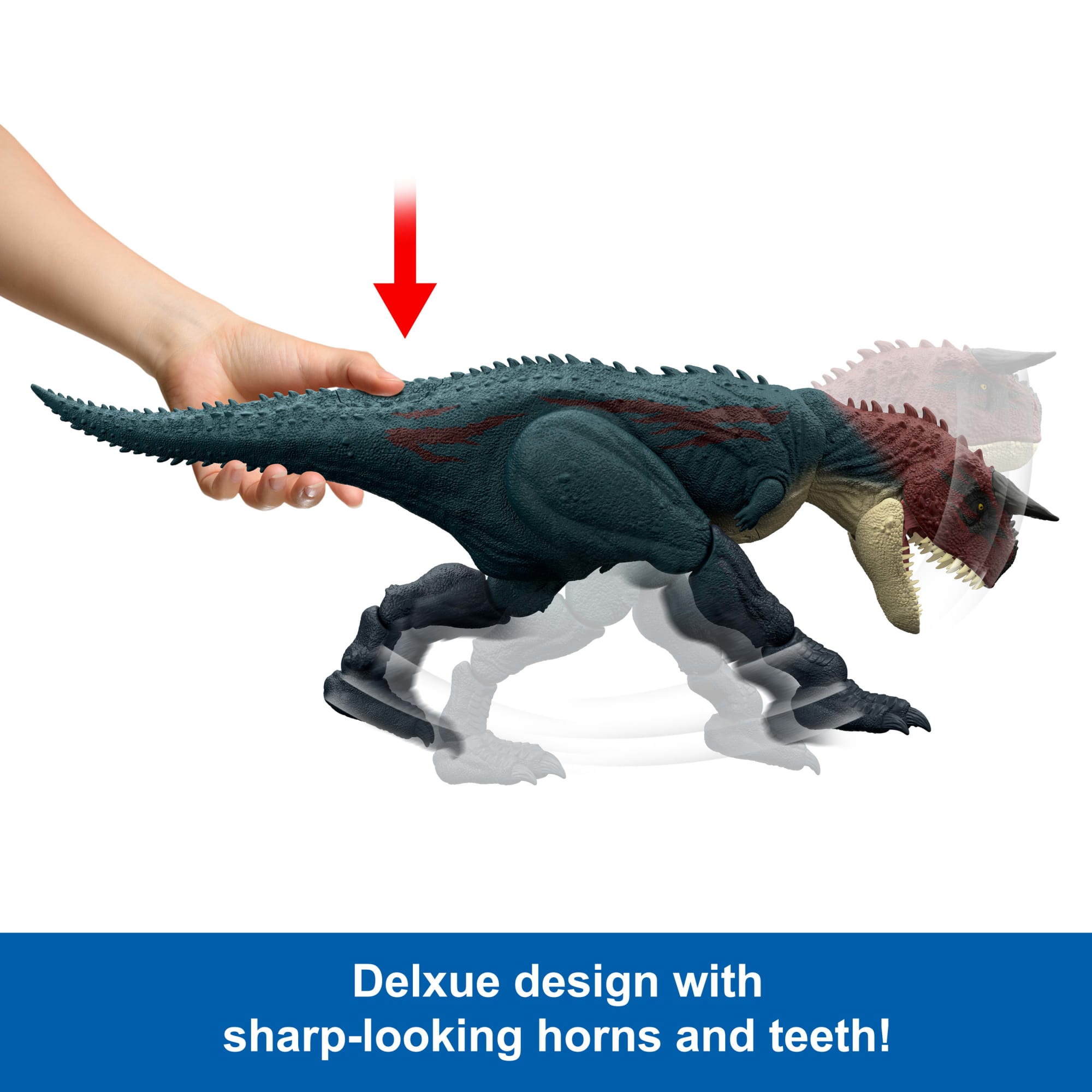 Jurassic World Charge N Chomp Carnotaurus Running Roaring Dinosaur Action Figure. Digital Play - Image 5