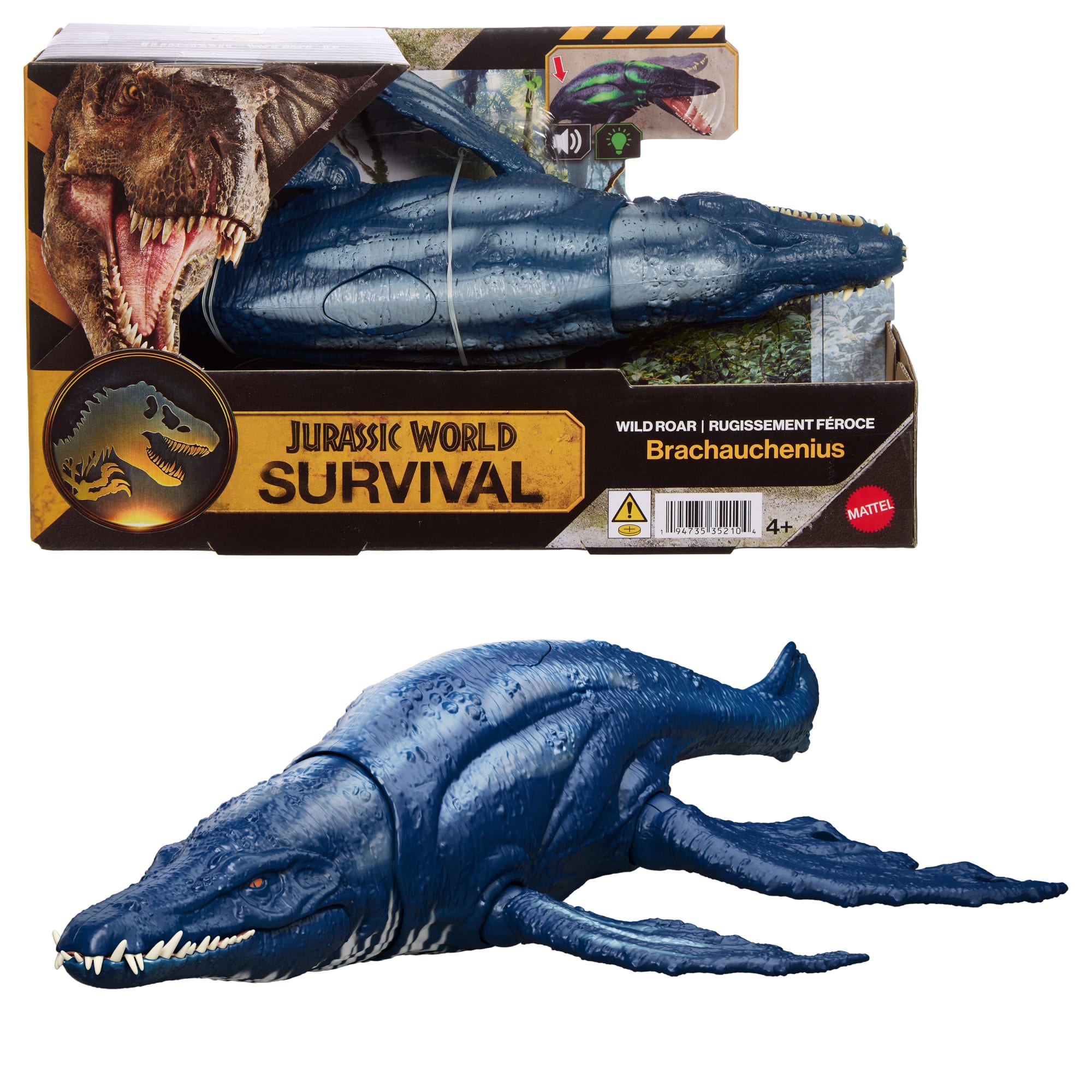 Jurassic World Wild Roar Brachauchenius Dinosaur Action Figure Toy. Attack. Light & Sound. Scan Code
