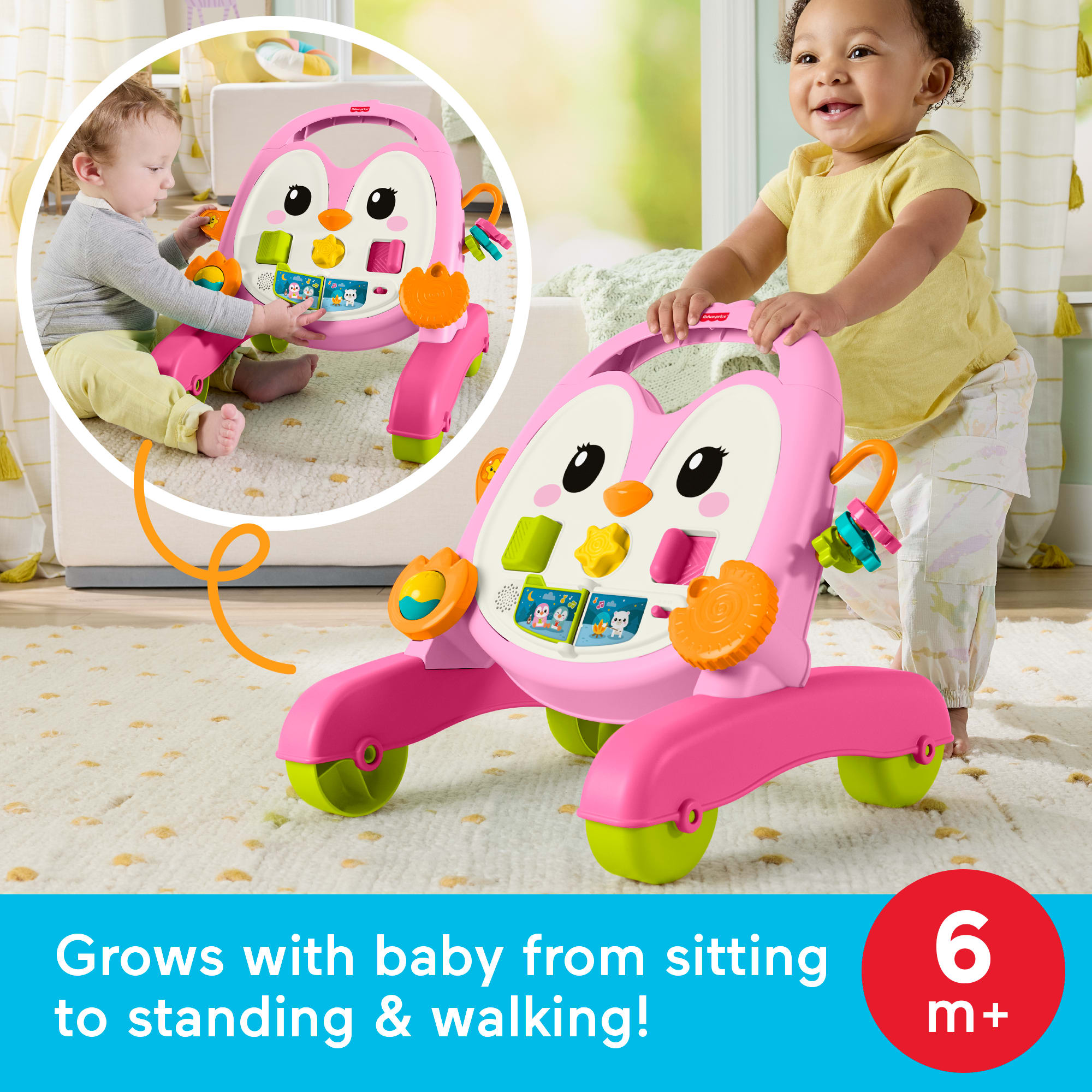 Fisher-Price 2-In-1 Musical Penguin Activity Walker. Pink. Baby To Toddler Push Along Toy - Image 2