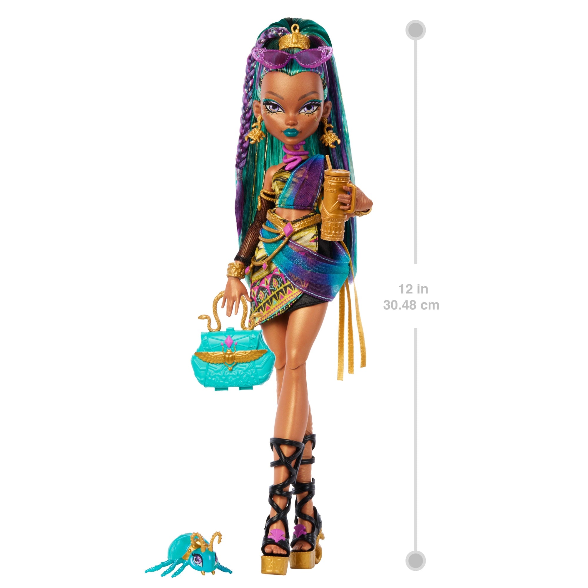 Monster High Nefera De Nile Doll With Pet Scarab Lavish And 7 Accessories Like Purse And Snacks - Image 2