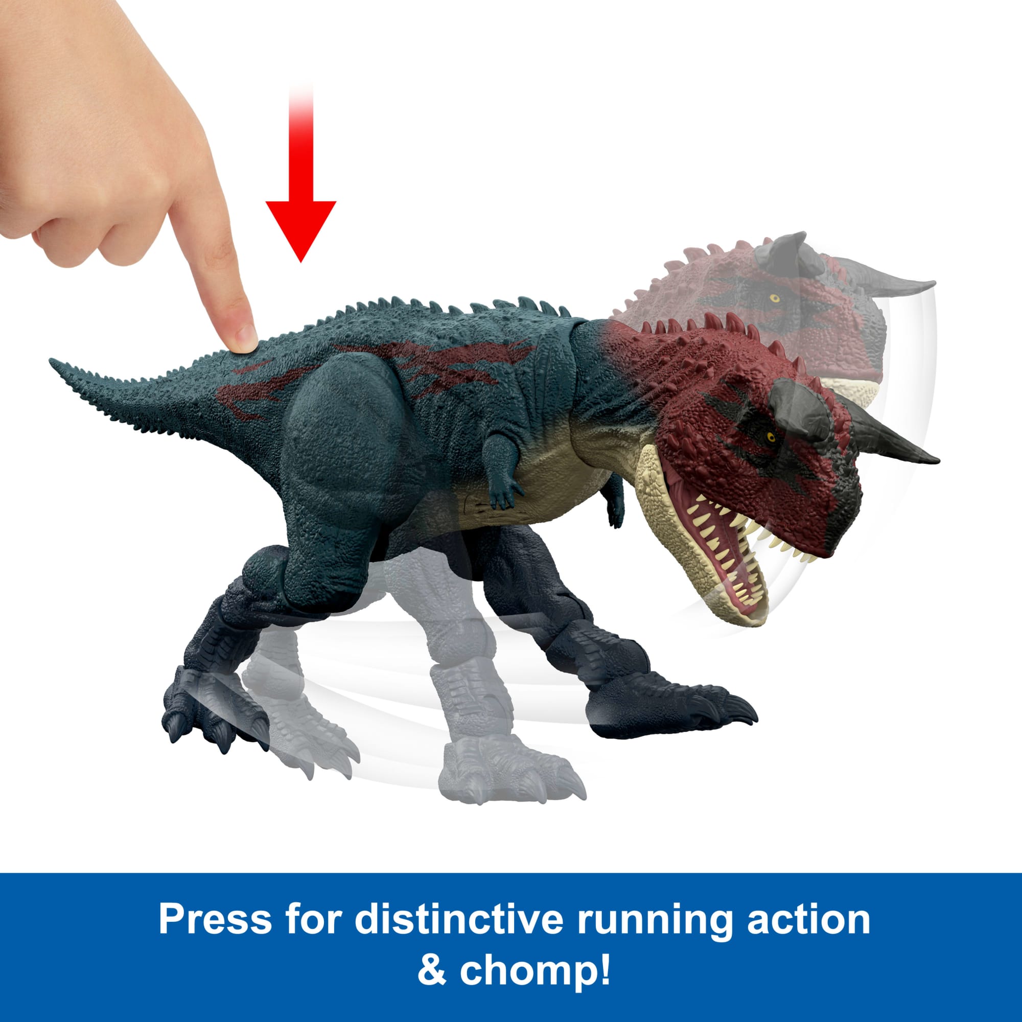 Jurassic World Charge N Chomp Carnotaurus Running Roaring Dinosaur Action Figure. Digital Play - Image 4