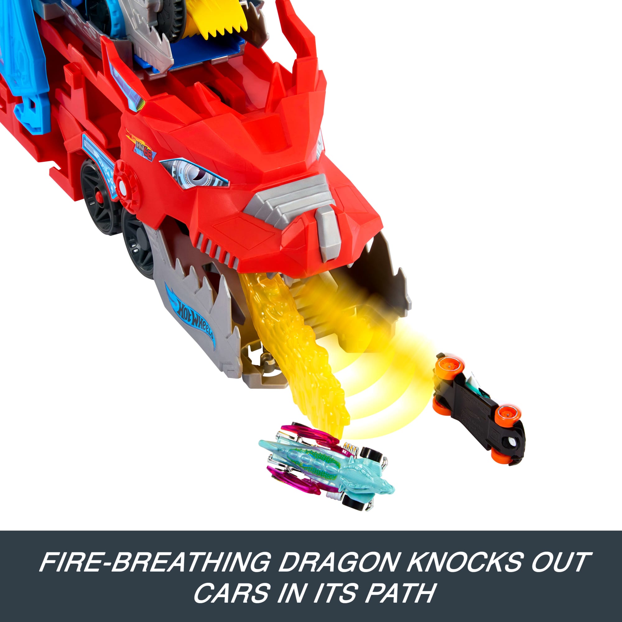 Hot Wheels City Hot Wheels Ultimate Dual Dragon Transporter & 2 1:64 Scale Toy Cars - Image 3