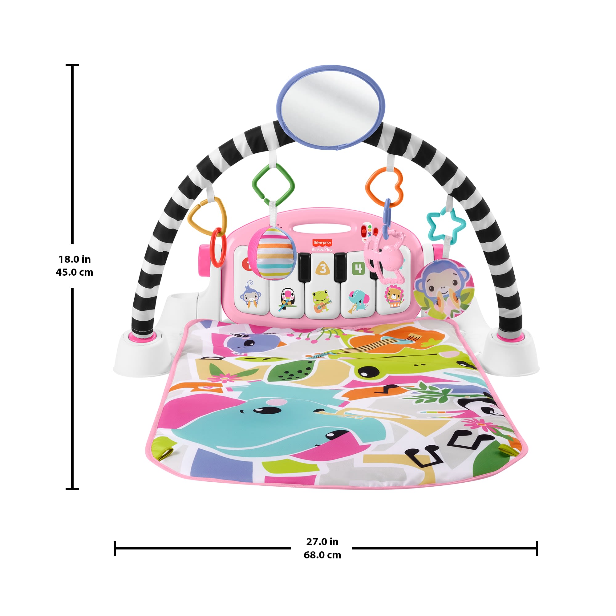 Fisher-Price Glow And Grow Kick & Play Piano Gym Baby Playmat With Musical Learning Toy. Pink - Image 6