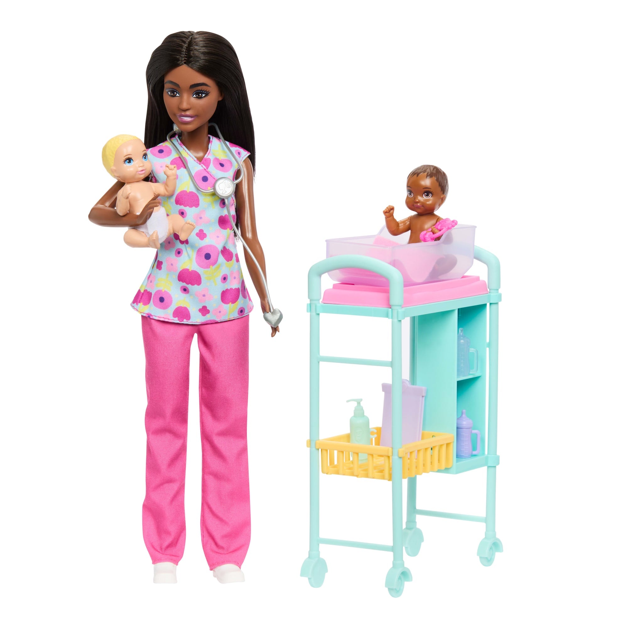 Barbie Careers Baby Doctor Playset With Brunette Fashion Doll. 2 Baby Dolls. Exam Table & Accessories - Image 3