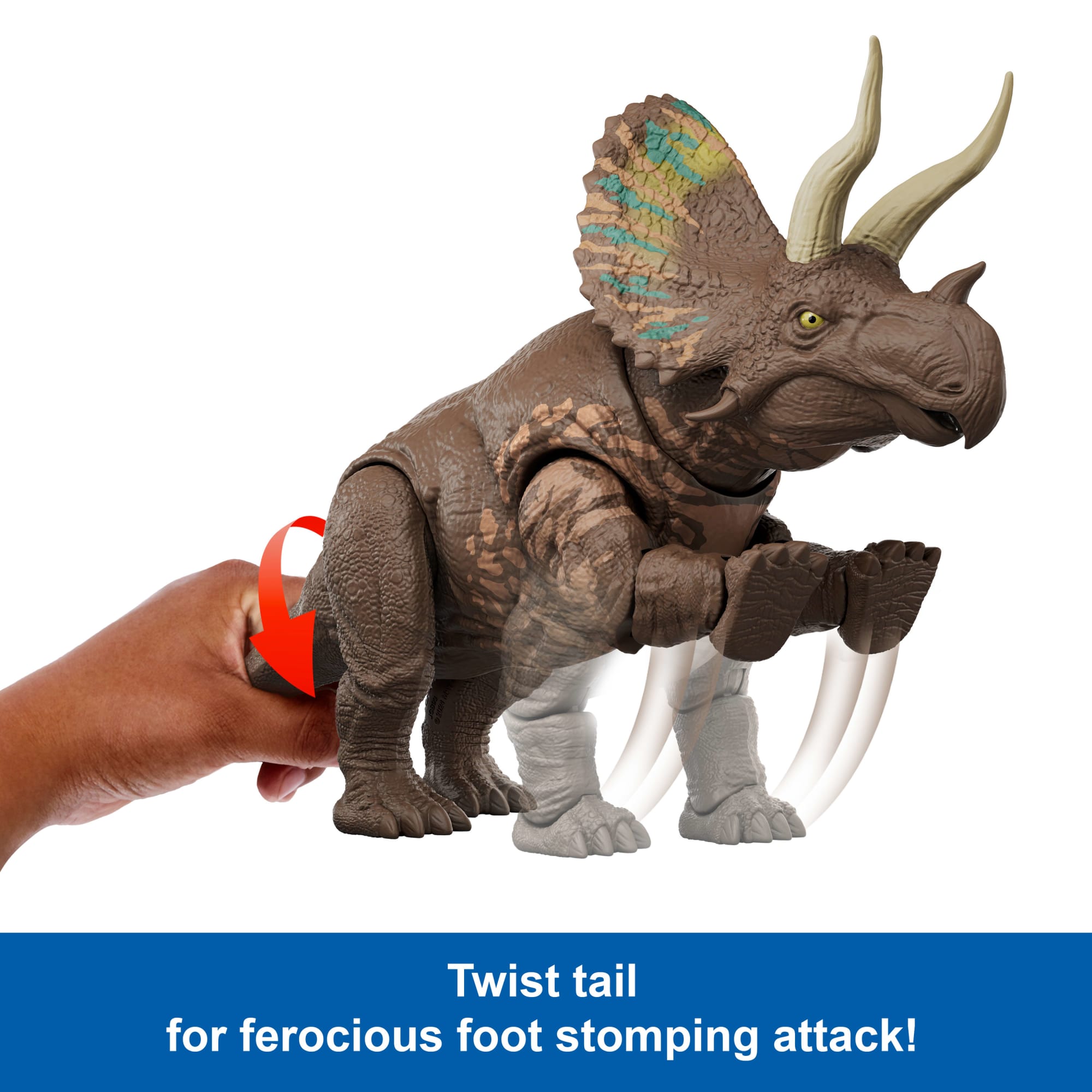 Jurassic World Rebirth Gigantic Thrashers Eotriceratops Dinosaur Figure Toy. Tail Activated Attack - Image 4